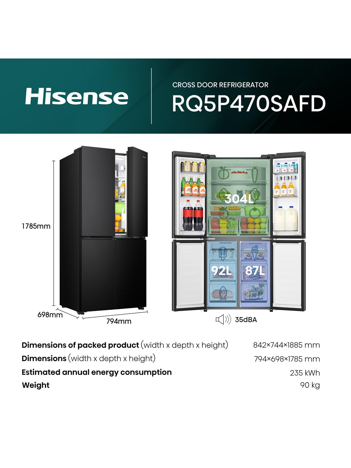 Image 5 of 6 of Hisense PureFlat RQ5P470SAFD 80cm Wide&nbsp;Fridge Freezer - Black Stainless Steel -&nbsp;D rated