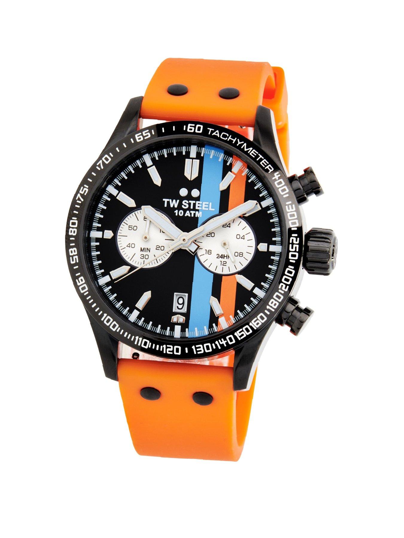 Product photograph of Tw Steel Volante Sport Mens Watch Orange Strap from very.co.uk