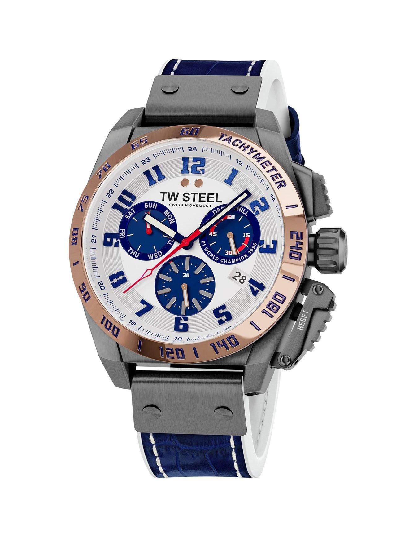 Product photograph of Tw Steel Damon Hill Mens Watch - Blue Strap from very.co.uk