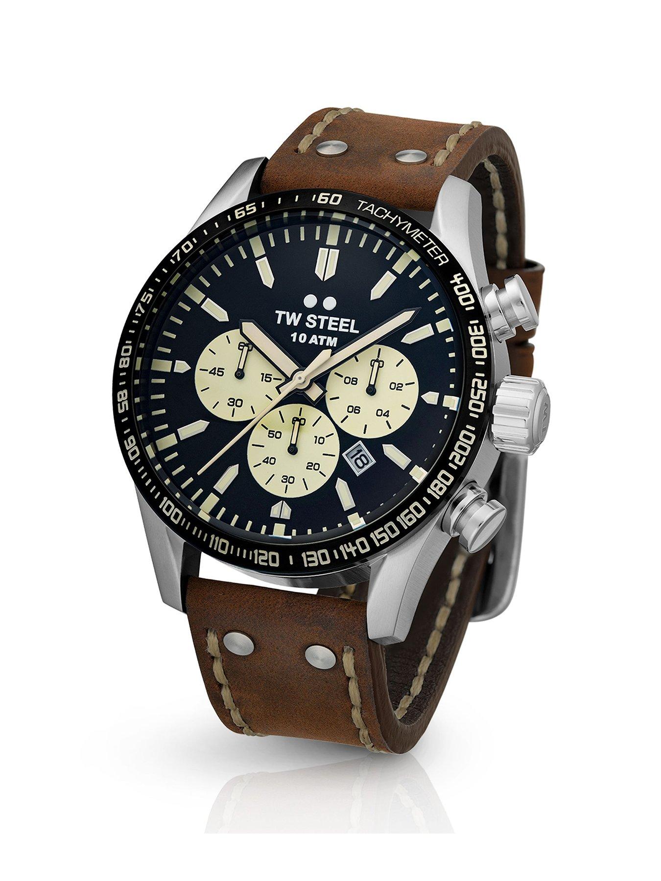 Product photograph of Tw Steel New Boys In Town Mens Watch Brown Strap from very.co.uk