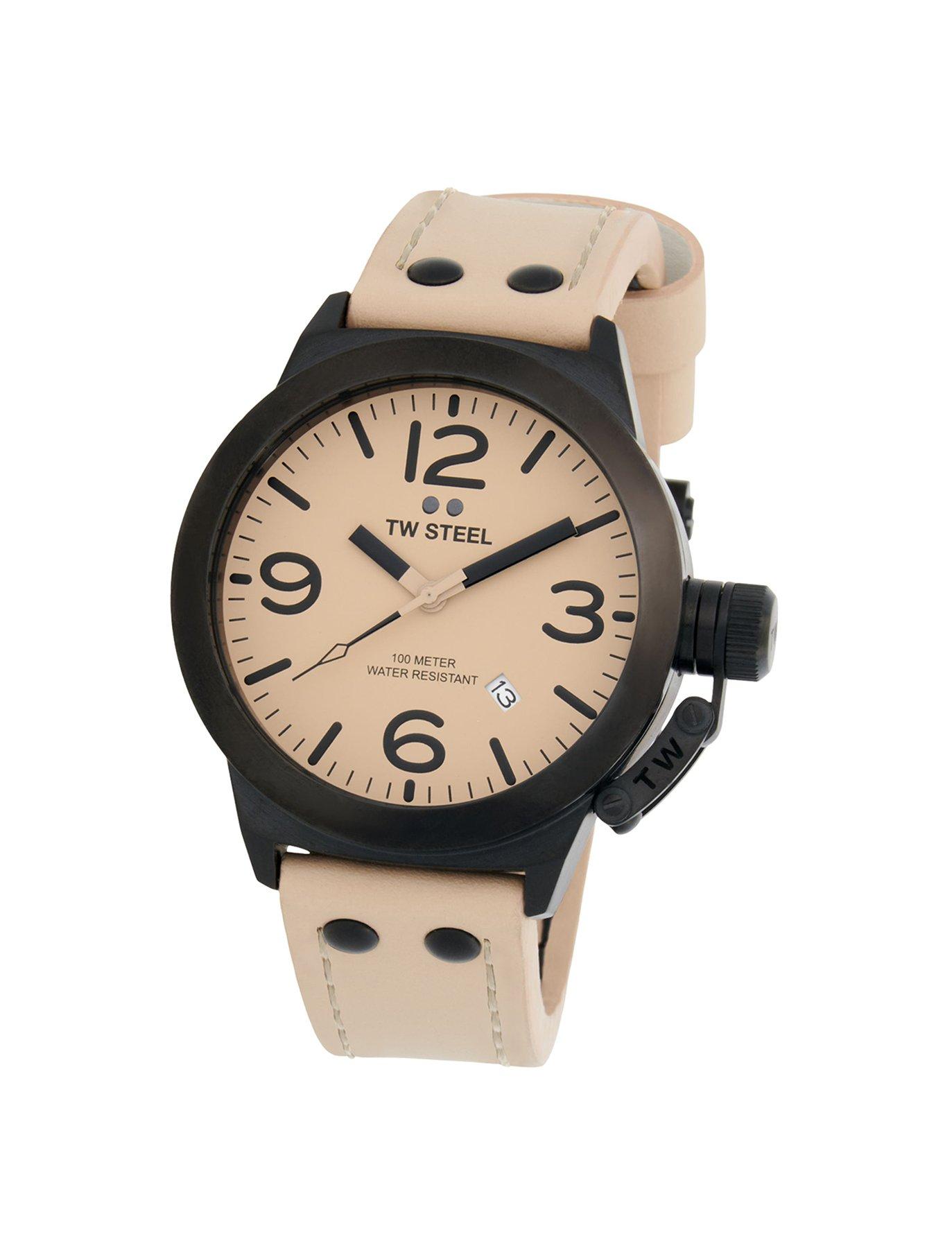 Product photograph of Tw Steel Classic Canteen Mens Watch Tan Strap from very.co.uk