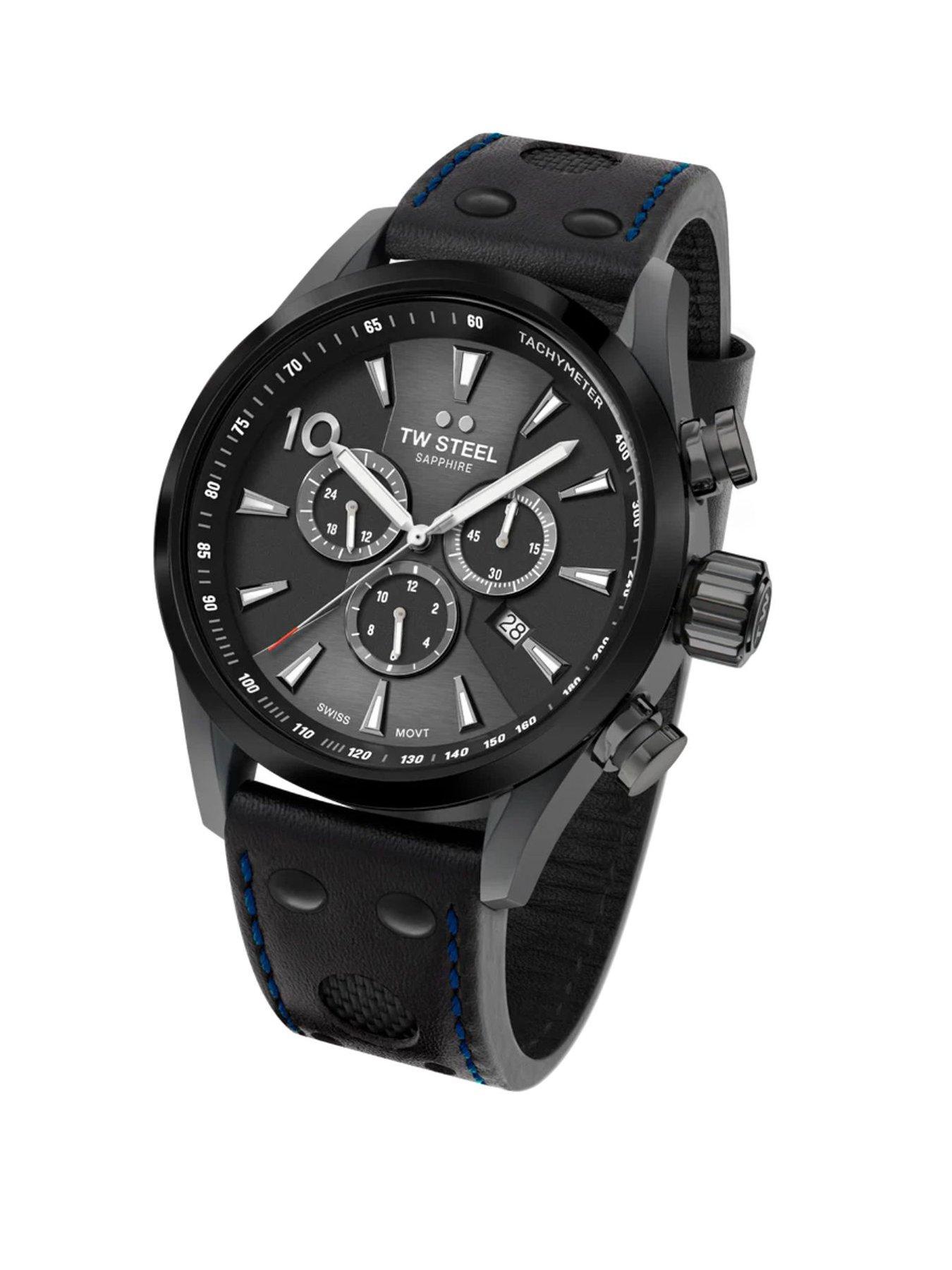 Product photograph of Tw Steel Svs308 Men S Watch - Black Strap from very.co.uk