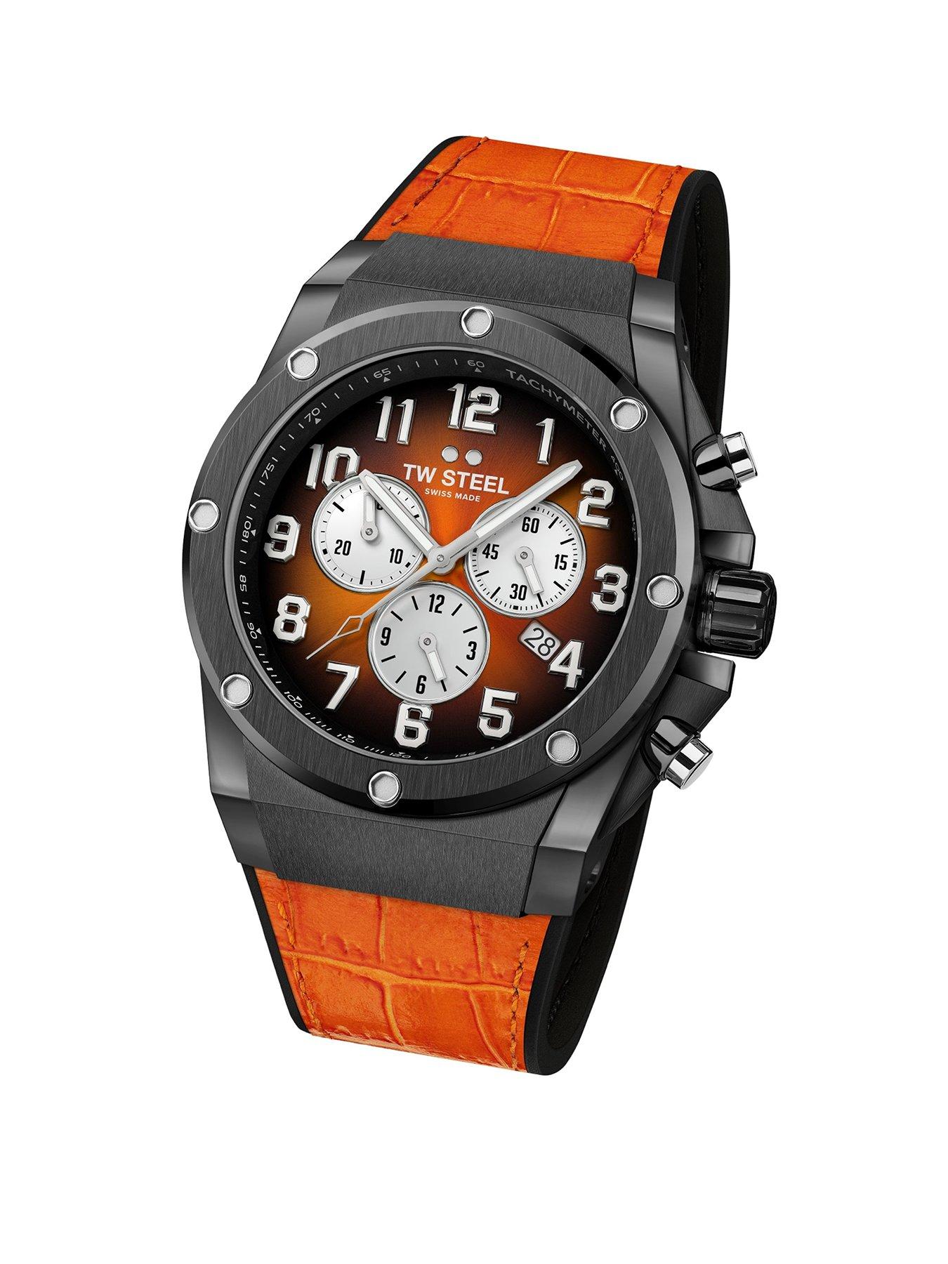 Product photograph of Tw Steel Ace 133 Ace Genesis Mens Watche Orange Strap from very.co.uk