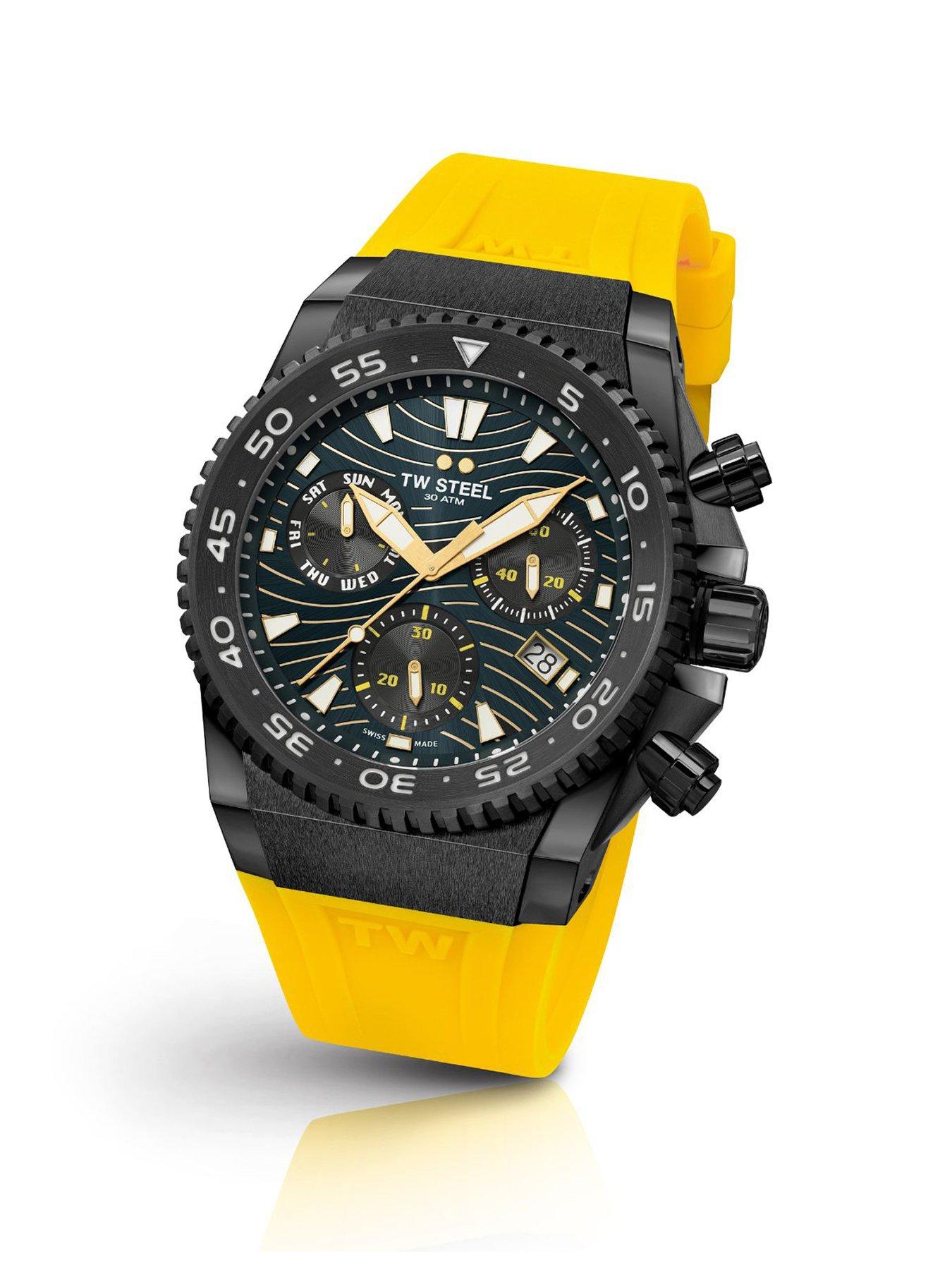 Product photograph of Tw Steel Ace Driver Mens Watch Yellow Strap from very.co.uk