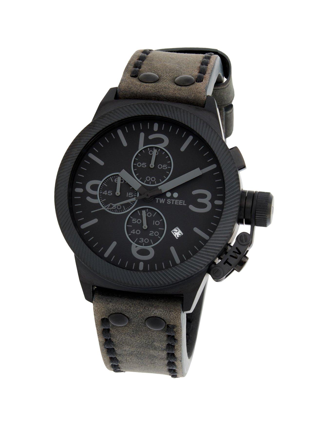 Product photograph of Tw Steel Classic Canteen Mens Watch Brown Strap from very.co.uk