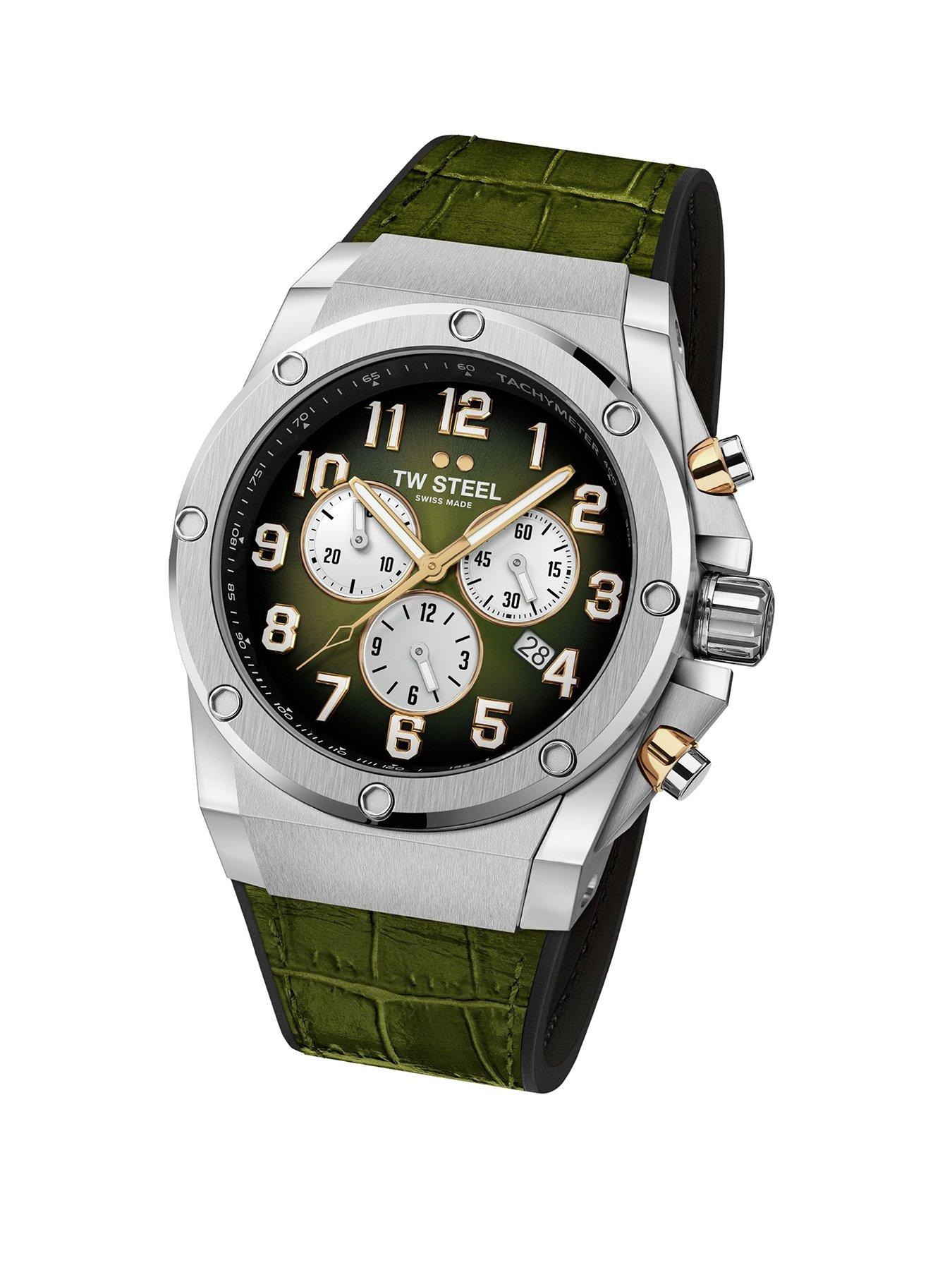 Product photograph of Tw Steel Ace Genesis Mens Watch - Green Strap from very.co.uk