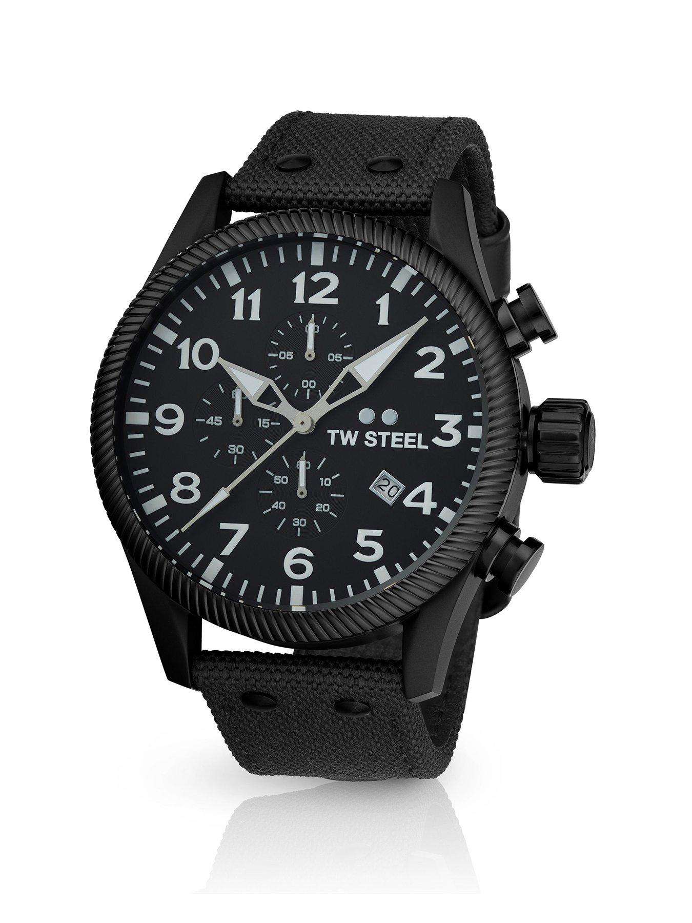 Product photograph of Tw Steel Volante Mens Watch Black Strap from very.co.uk