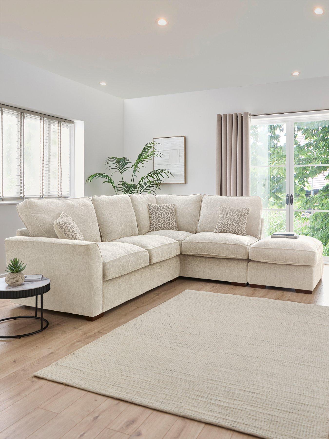 undefined Lucerne Right Hand Fabric Corner Chaise Sofa with Footstool