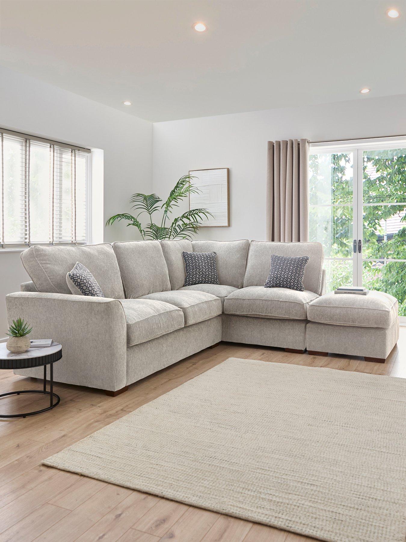 undefined Lucerne Right Hand Fabric Corner Chaise Sofa with Footstool