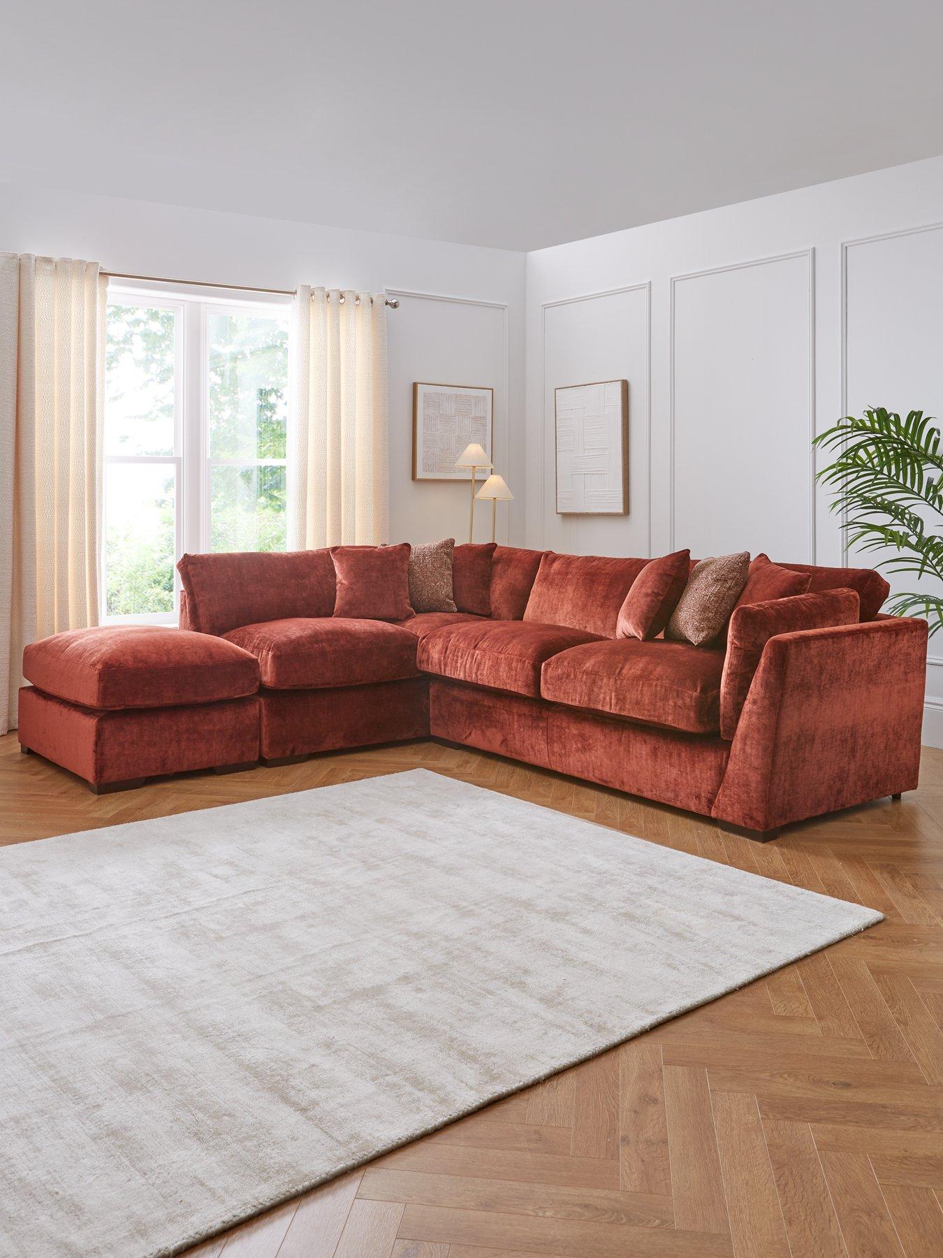 The Very Collection Caressa Fabric Left Hand Corner Chaise Sofa with Footstool
