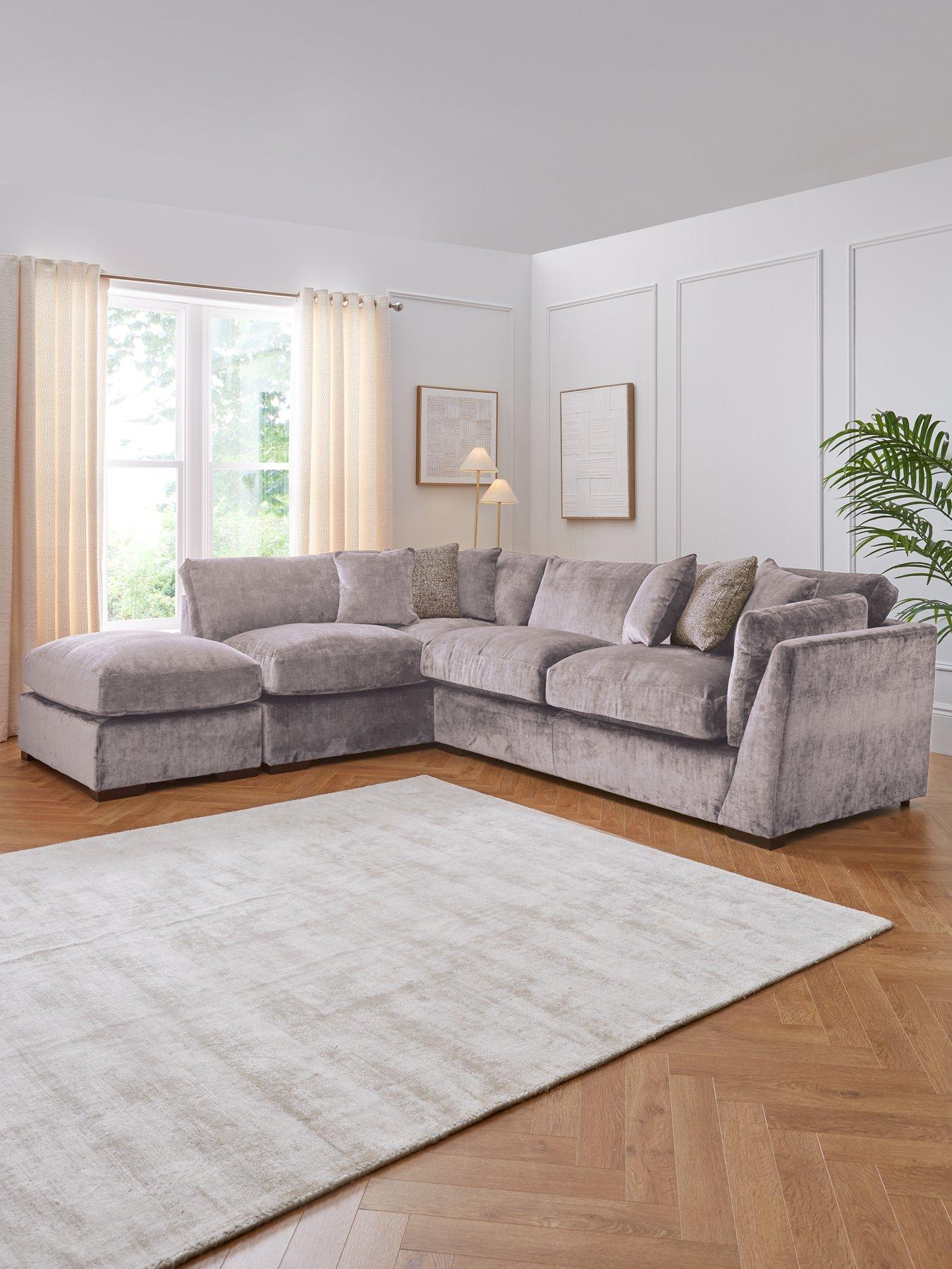 Very Home Caressa Fabric Left Hand Corner Chaise Sofa with Footstool