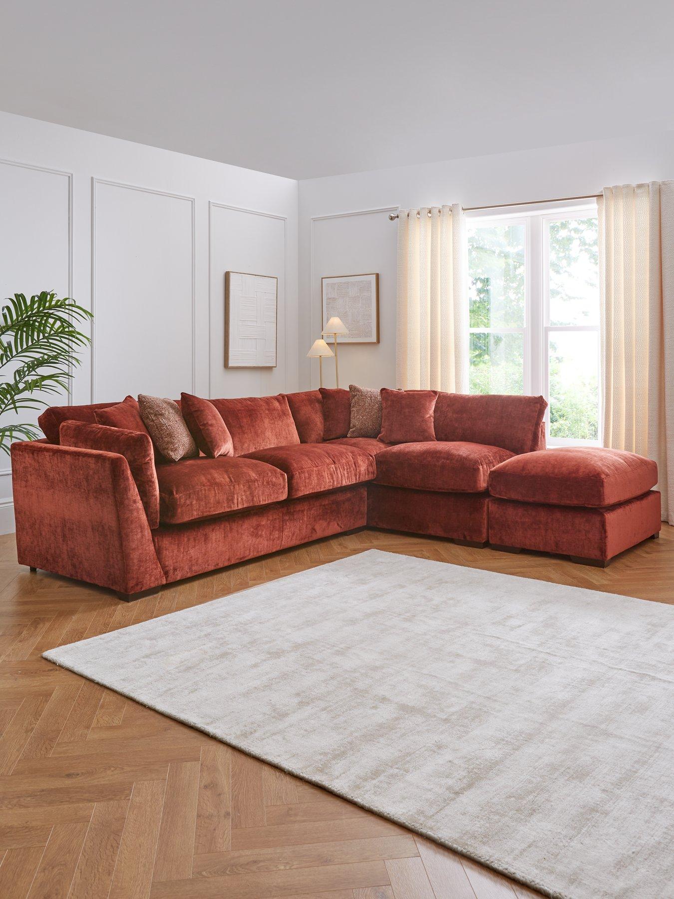 undefined Caressa Fabric Right Hand Corner Chaise Sofa with Footstool