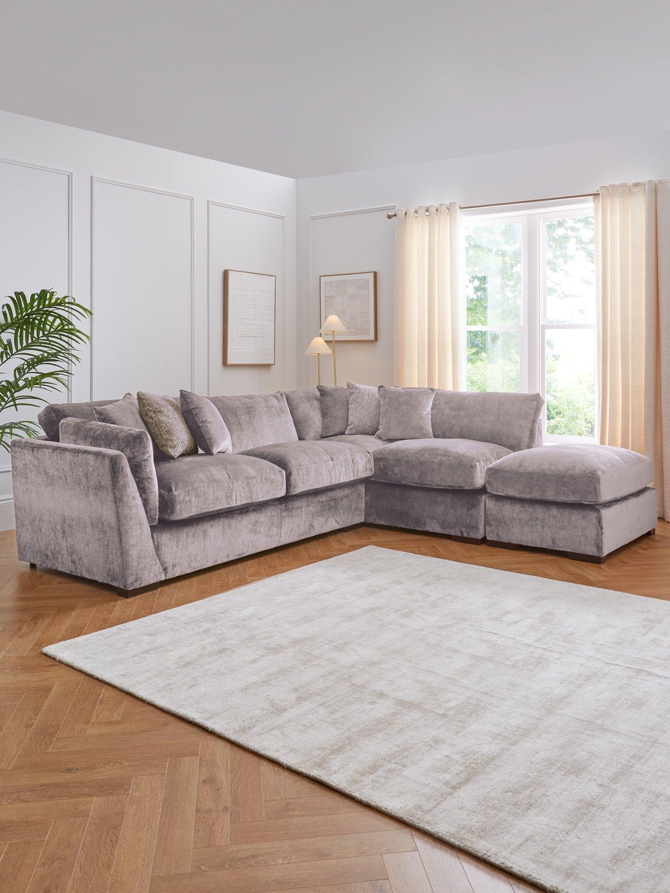 undefined Caressa Fabric Right Hand Corner Chaise Sofa with Footstool