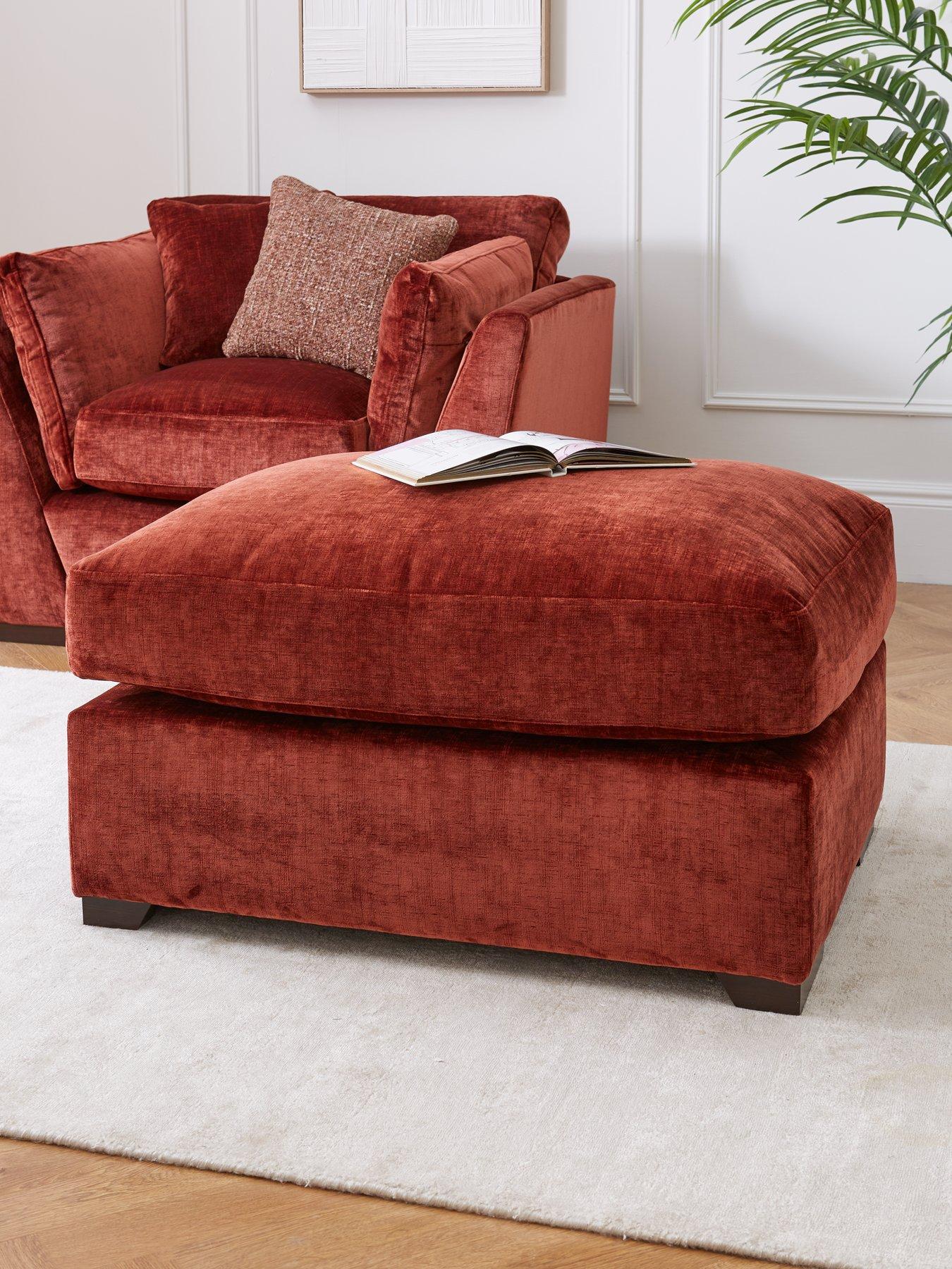 Image 1 of 5 of The Very Collection Caressa Large Fabric Footstool&nbsp;- Made to Order in the UK - FSC&reg; Certified