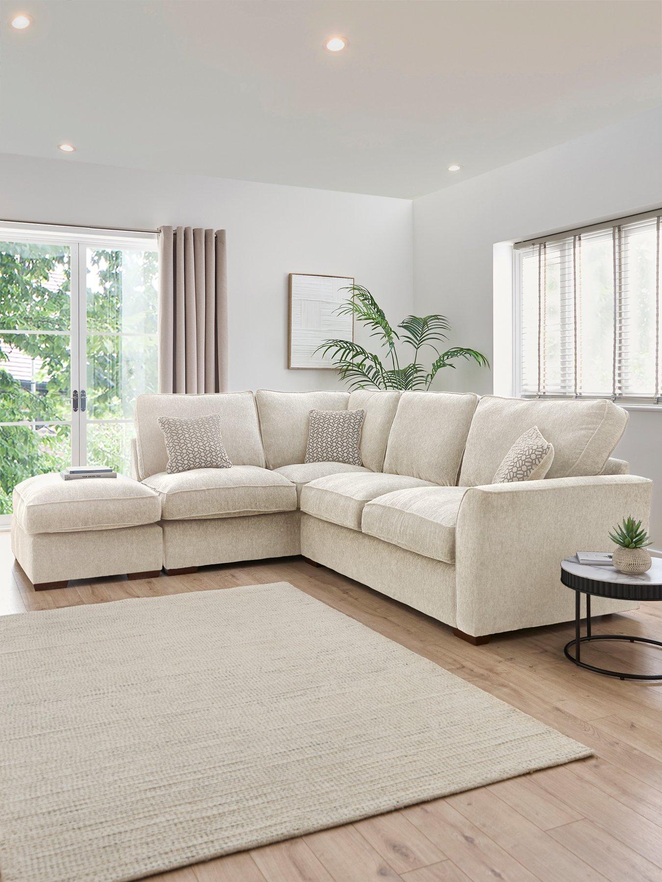 undefined Lucerne Left Hand Fabric Corner Chaise Sofa with Footstool