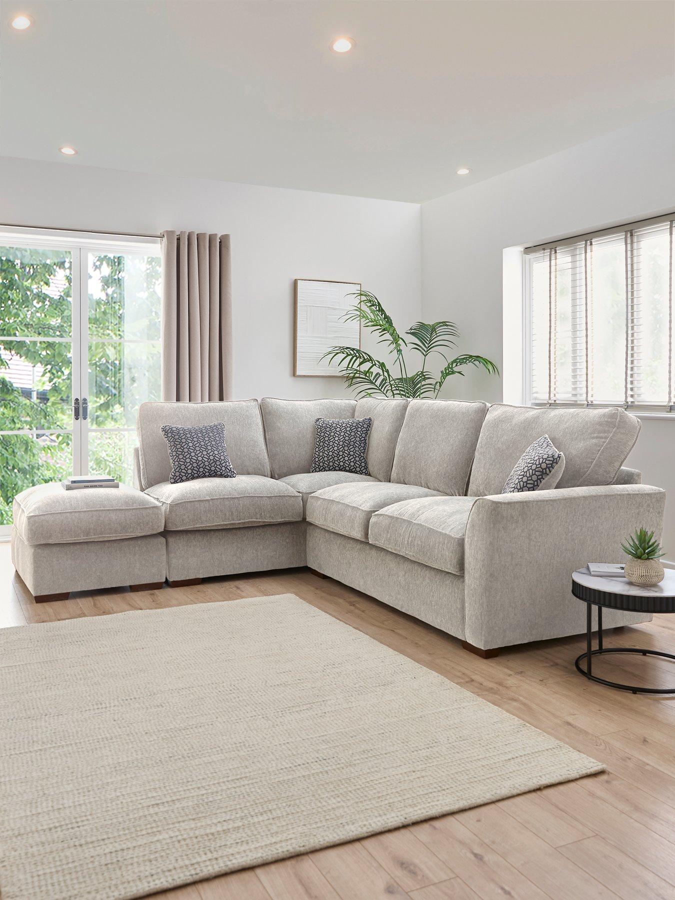 undefined Lucerne Left Hand Fabric Corner Chaise Sofa with Footstool