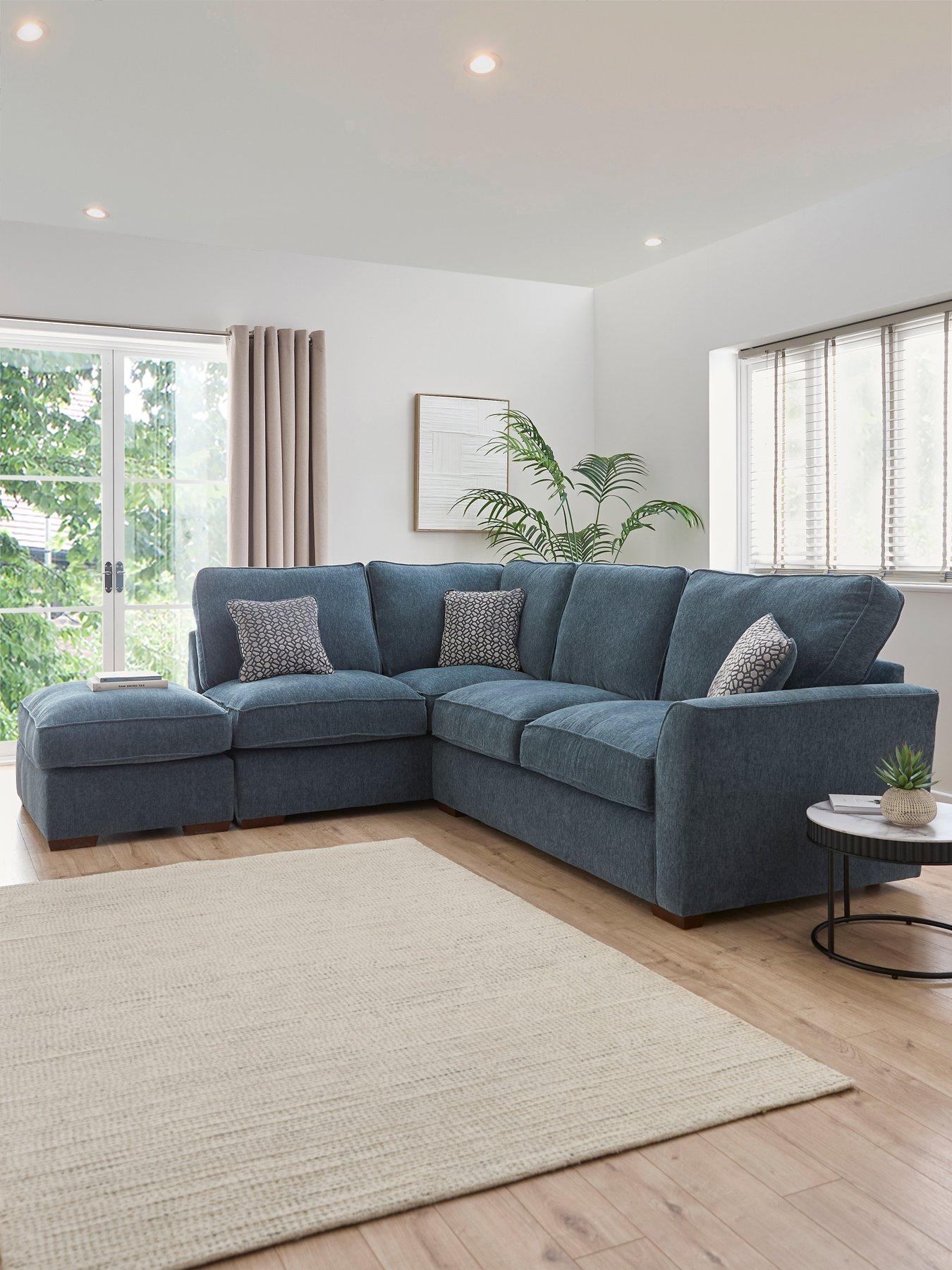undefined Lucerne Left Hand Fabric Corner Chaise Sofa with Footstool