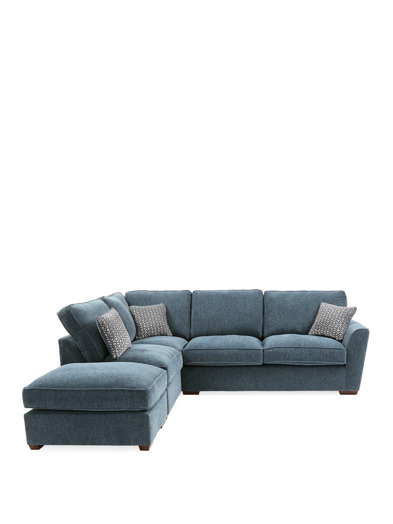 Image 2 of 7 of Very Home Lucerne Left Hand Fabric Corner Chaise Sofa with Footstool