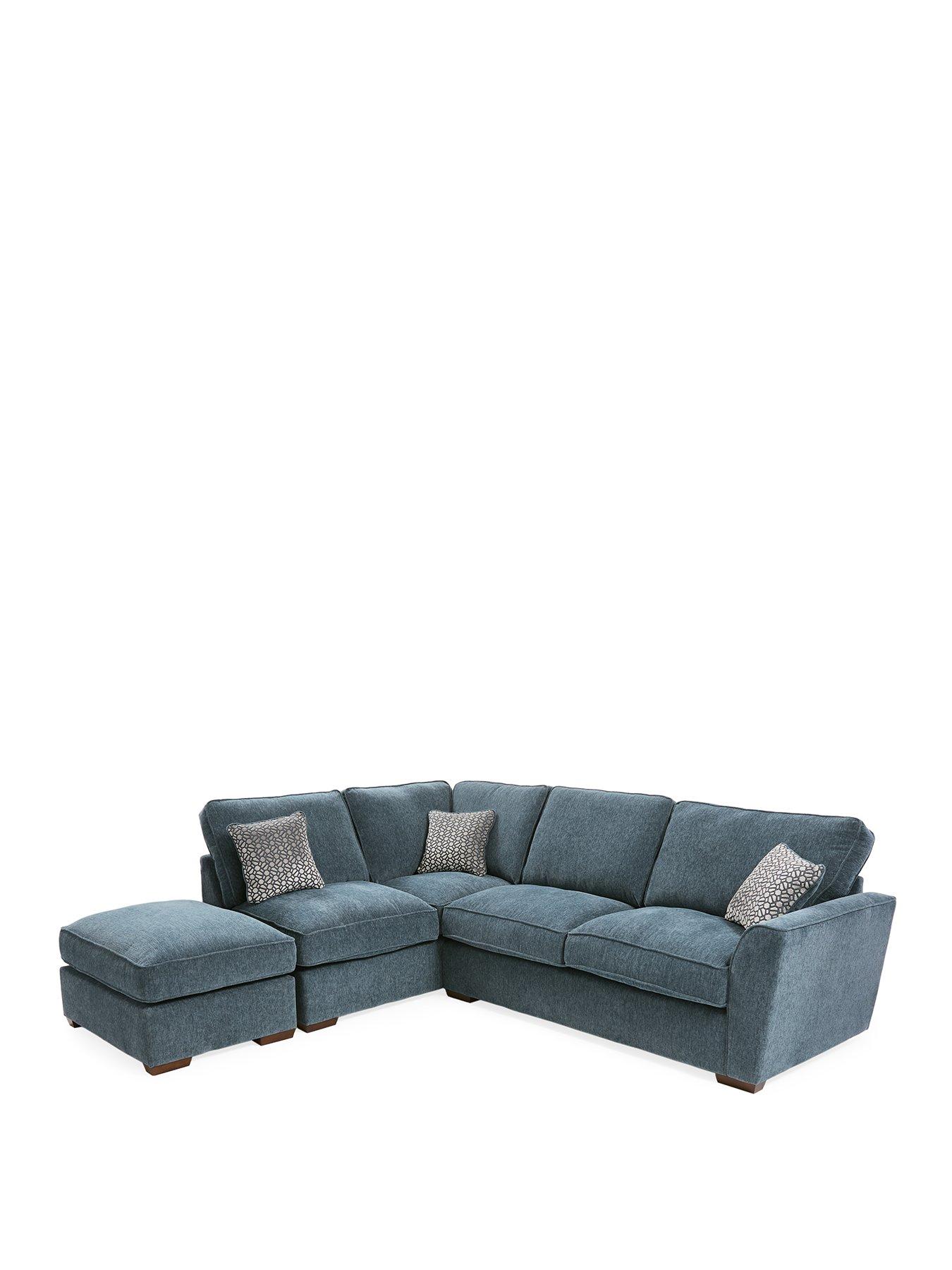 Image 3 of 7 of Very Home Lucerne Left Hand Fabric Corner Chaise Sofa with Footstool