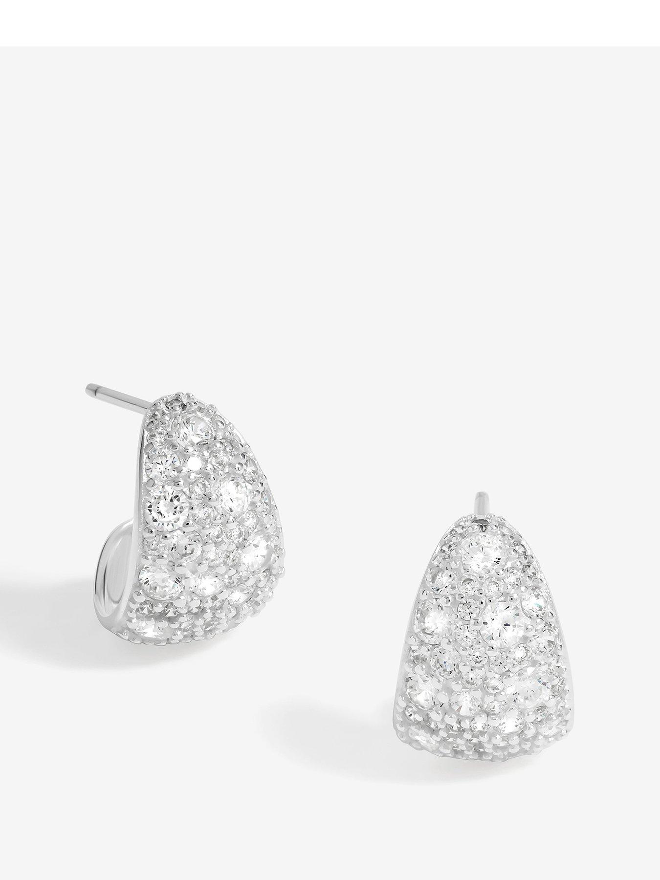 Product photograph of Simply Silver Sterling Silver 925 Cubic Zirconia Pave Hoop Earrings from very.co.uk