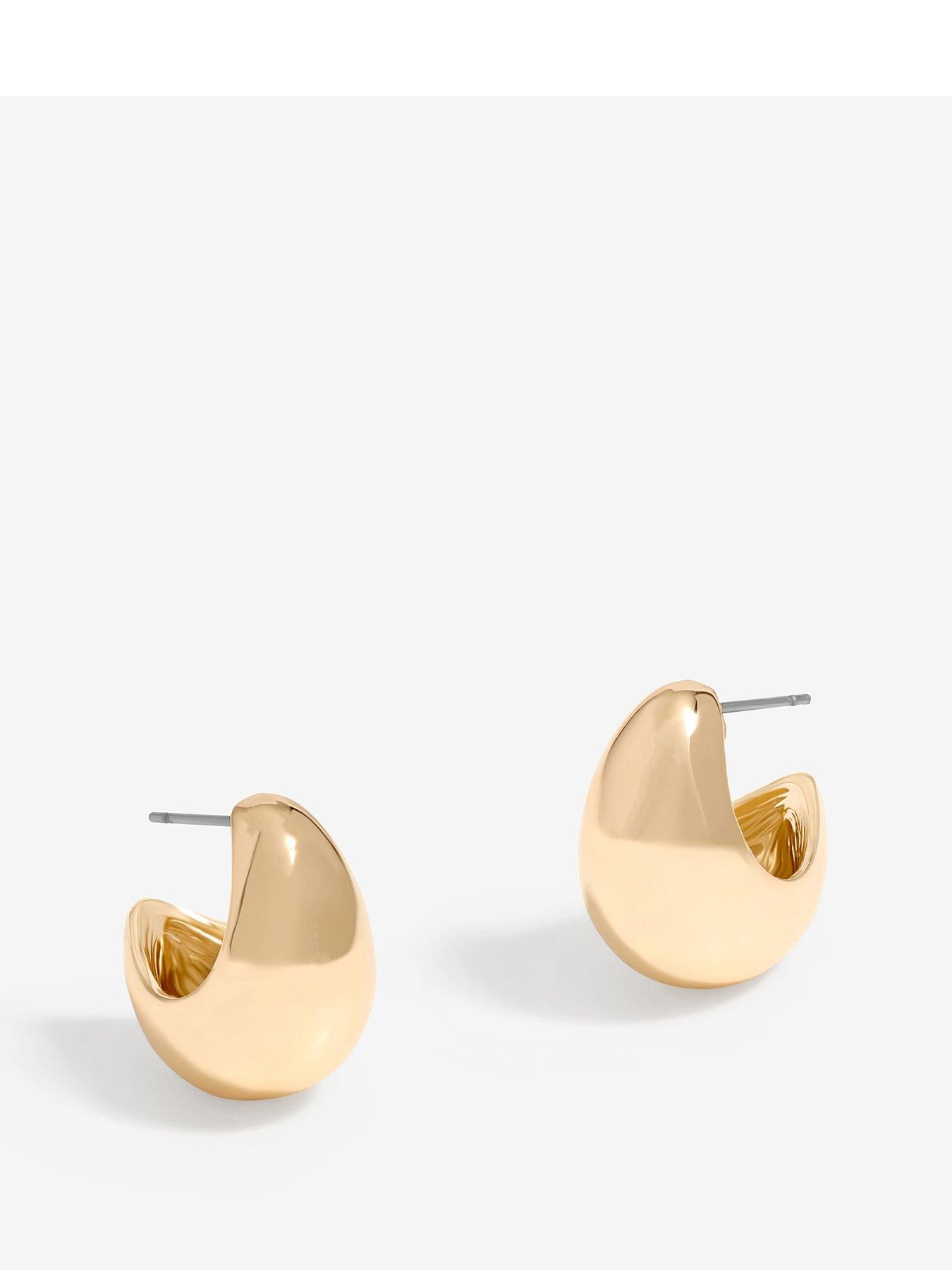 Product photograph of Jon Richard Gold Plated Curved Domed Earrings from very.co.uk