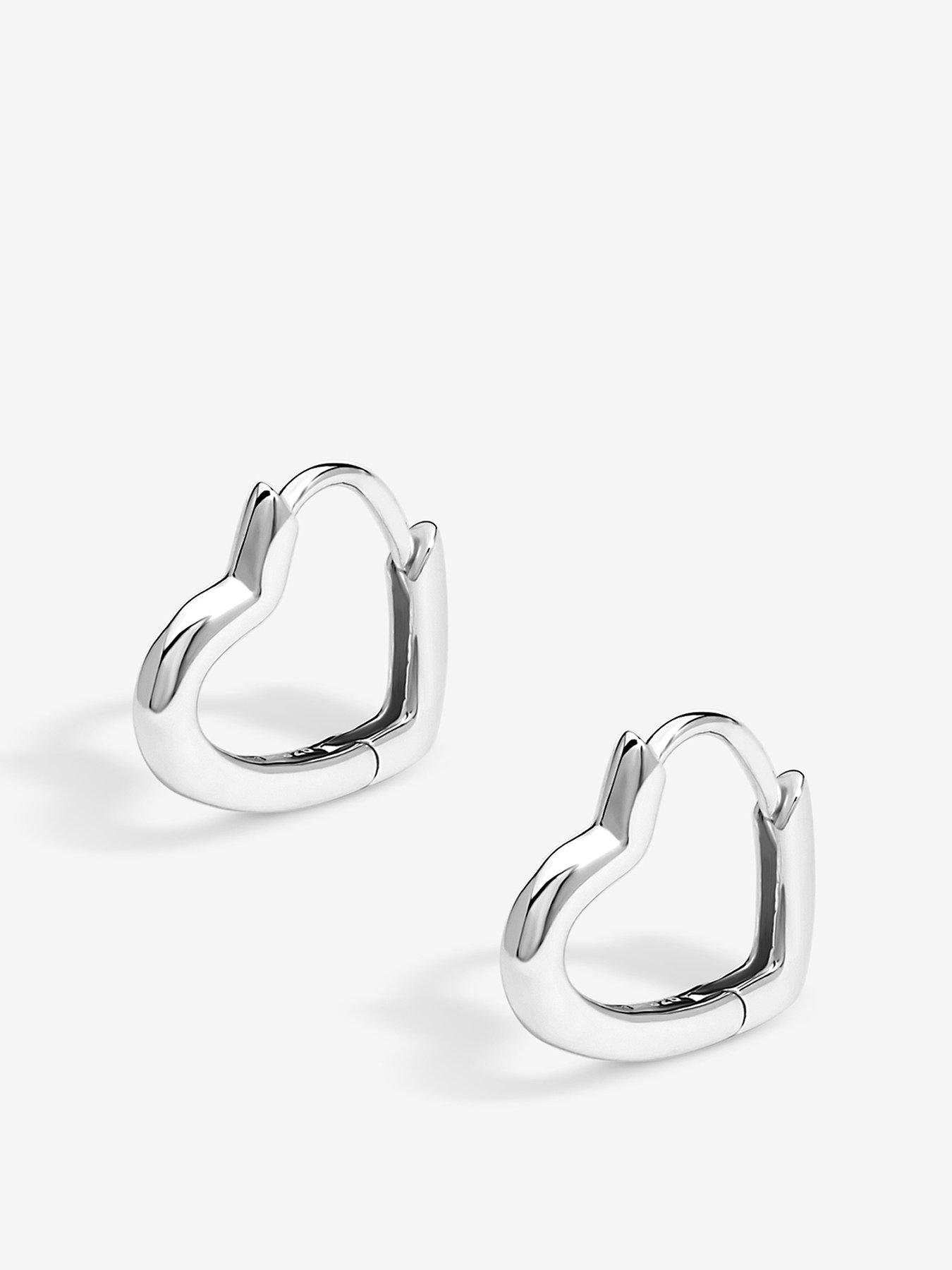 Product photograph of Simply Silver Sterling Silver 925 Polished Open Heart Huggie Hoop Earrings from very.co.uk