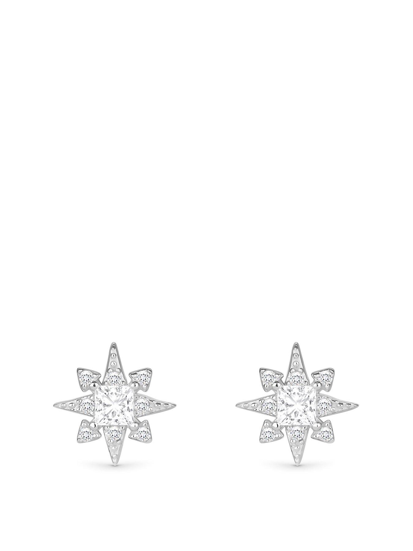 Product photograph of Simply Silver Sterling Silver 925 Cubic Zirconia Star Stud Earrings from very.co.uk