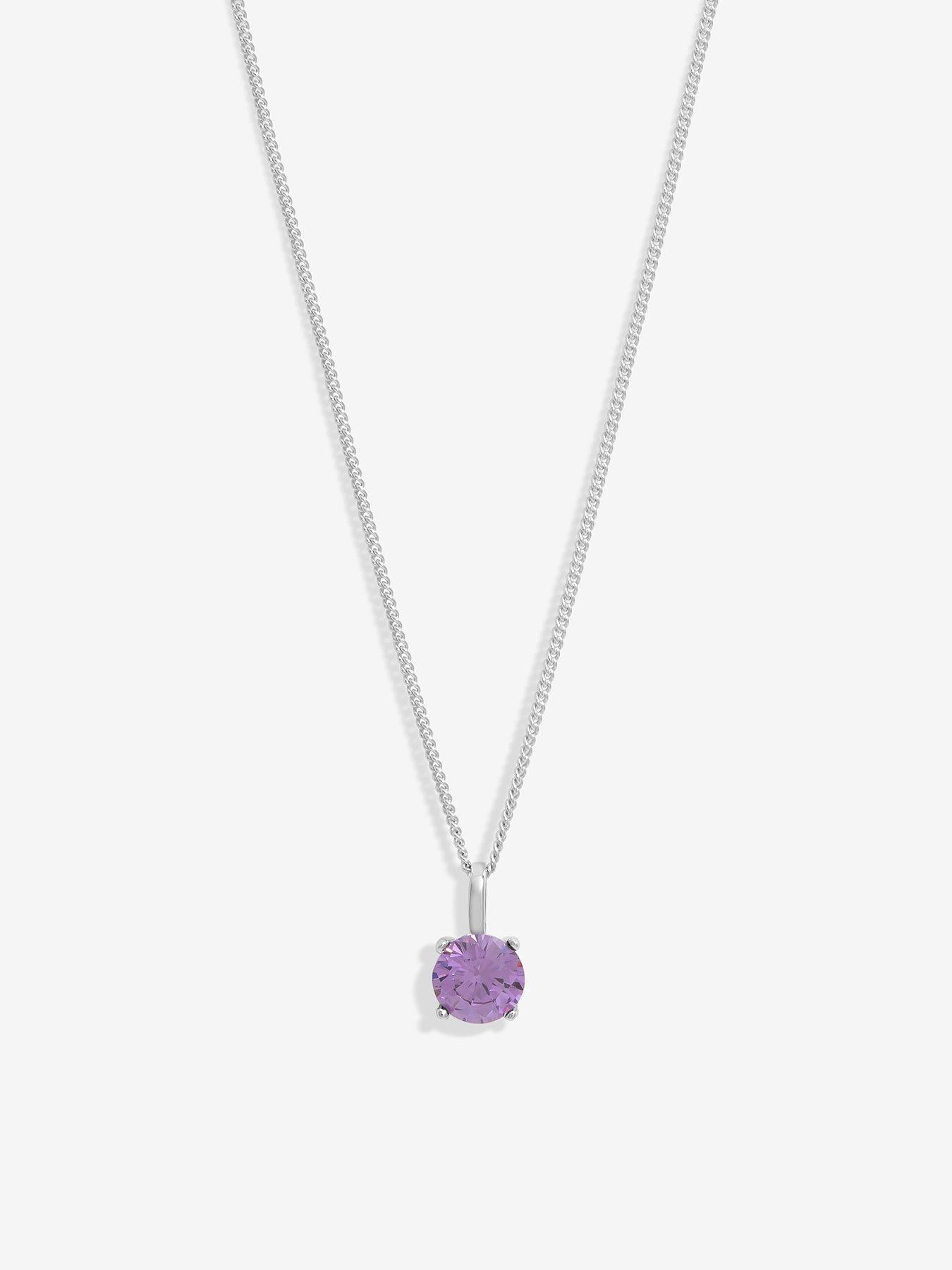 Product photograph of Simply Silver Sterling Silver 925 Cubic Zirconia Amethyst Pendant from very.co.uk