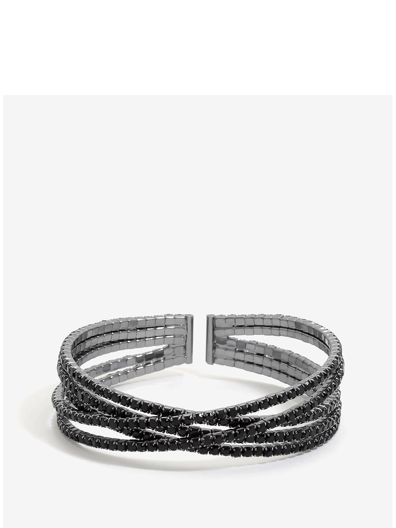 Product photograph of Jon Richard Jet Cross Over Cuff Bracelet from very.co.uk