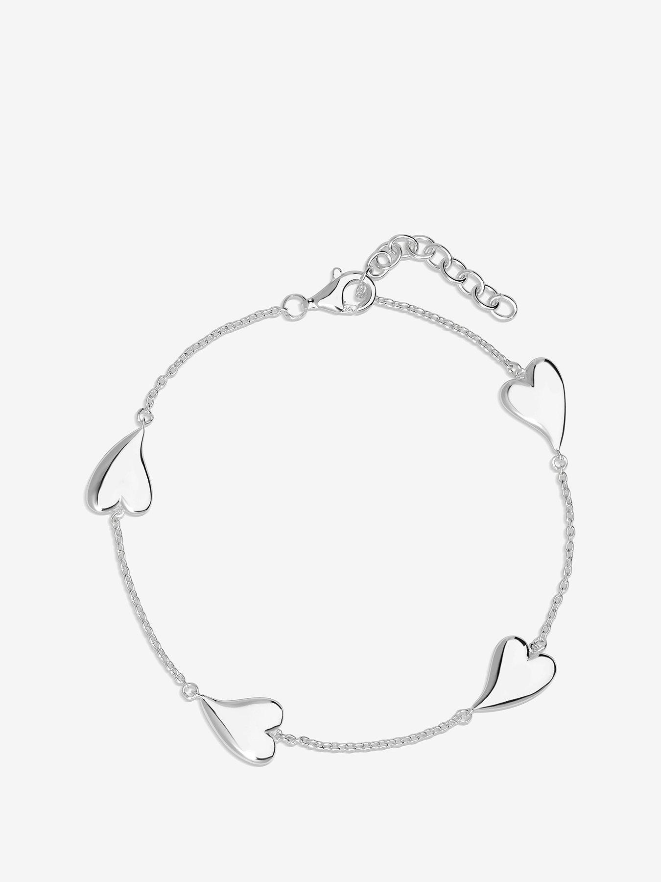 Product photograph of Simply Silver Sterling Silver 925 Silver Tapered Heart Station Bracelet from very.co.uk