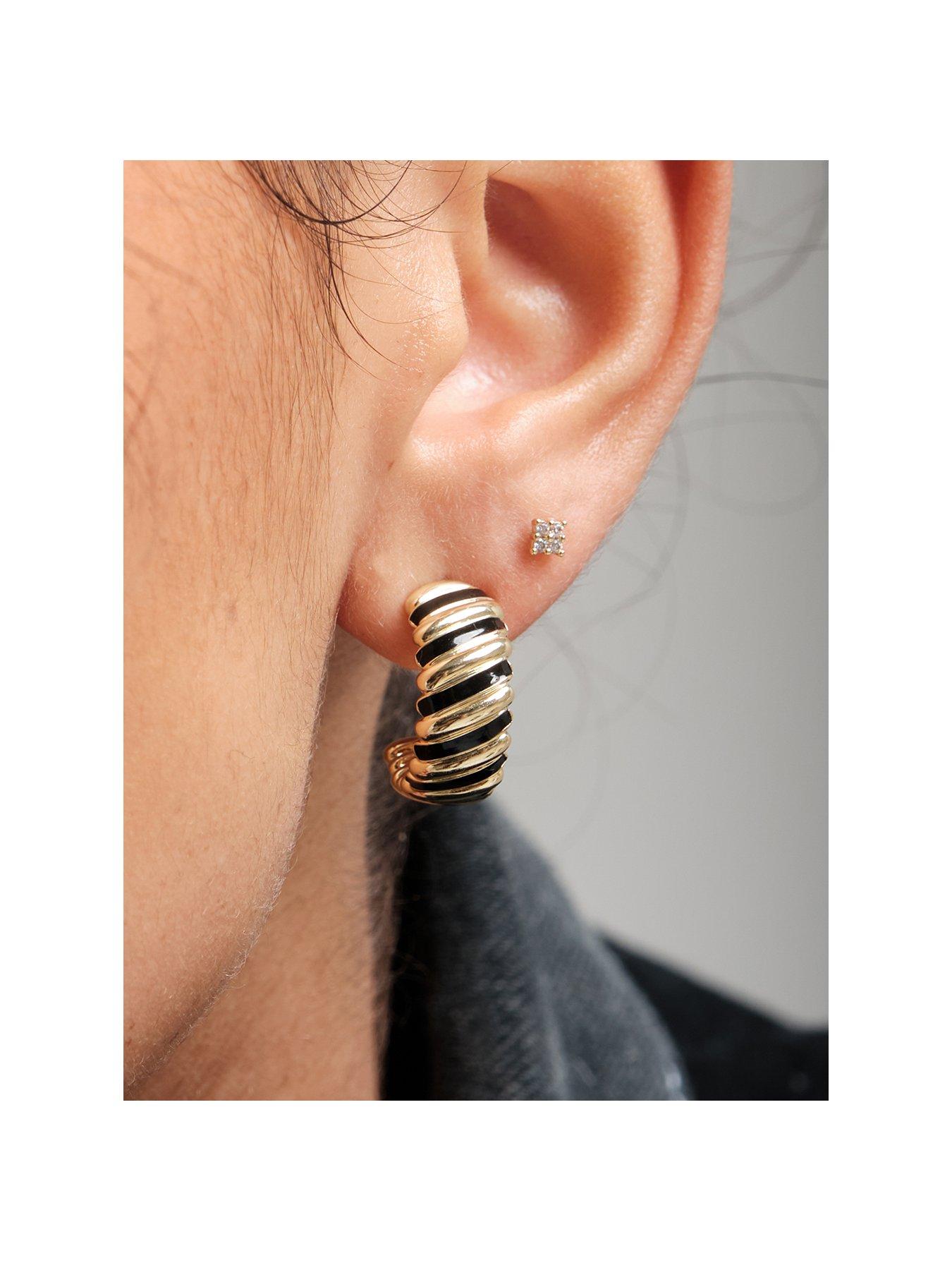 undefined Gold Plated Mini Crystal Diamond Shape Stud Earrings