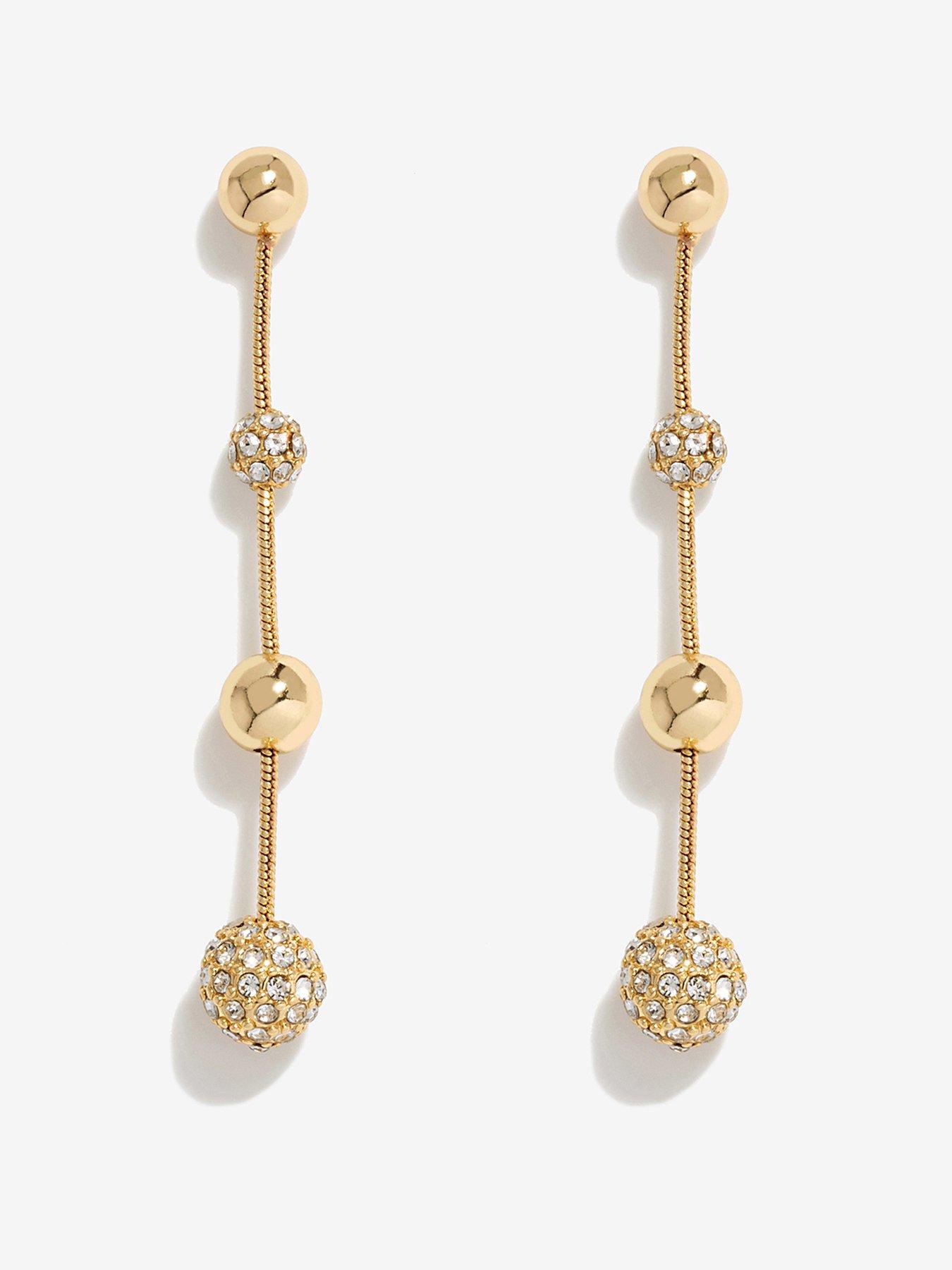 Product photograph of Mood Crystal Linear Ball Drop Earrings from very.co.uk