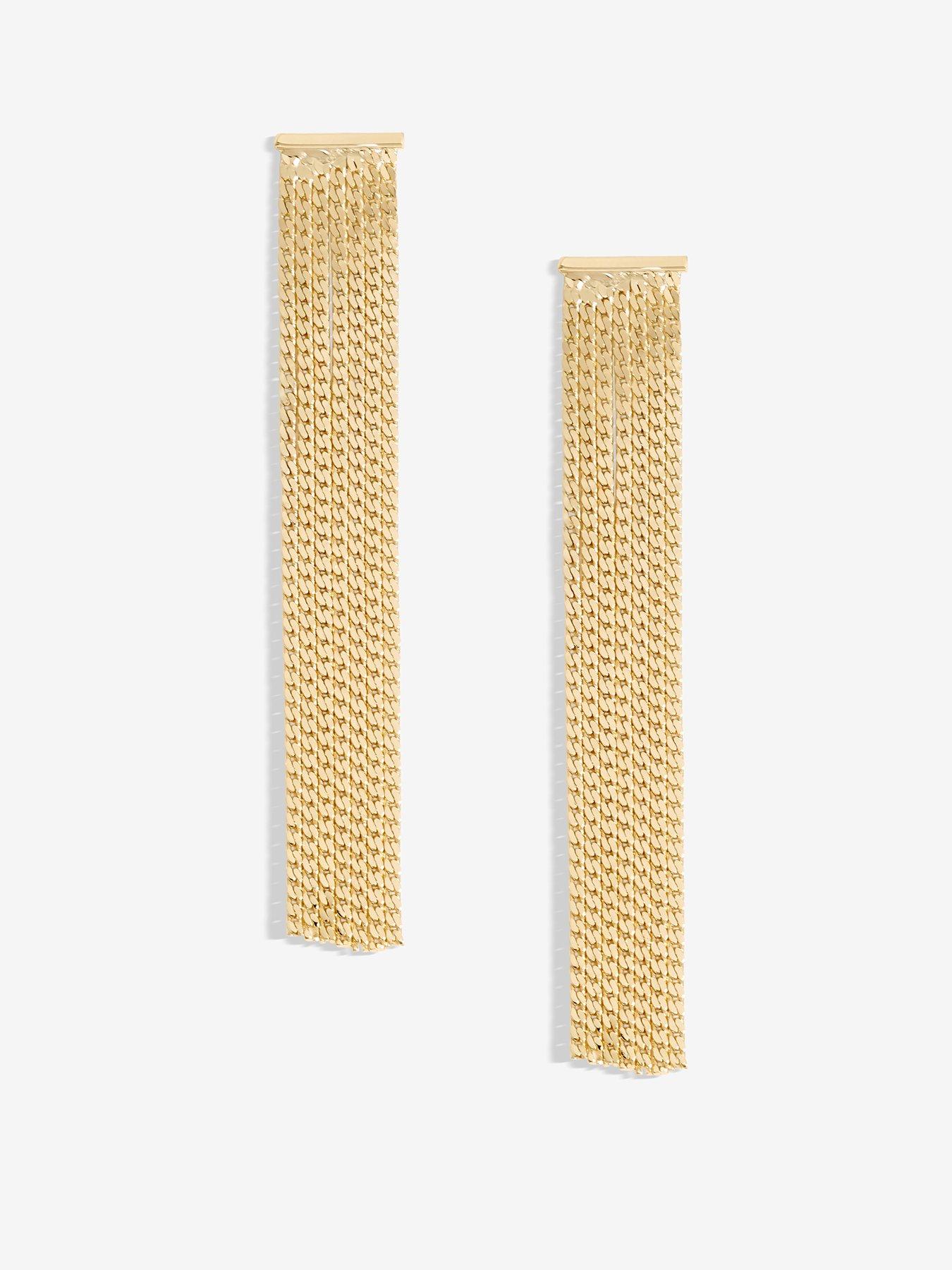 Product photograph of Mood Gold Polished Chain Drop Earrings from very.co.uk