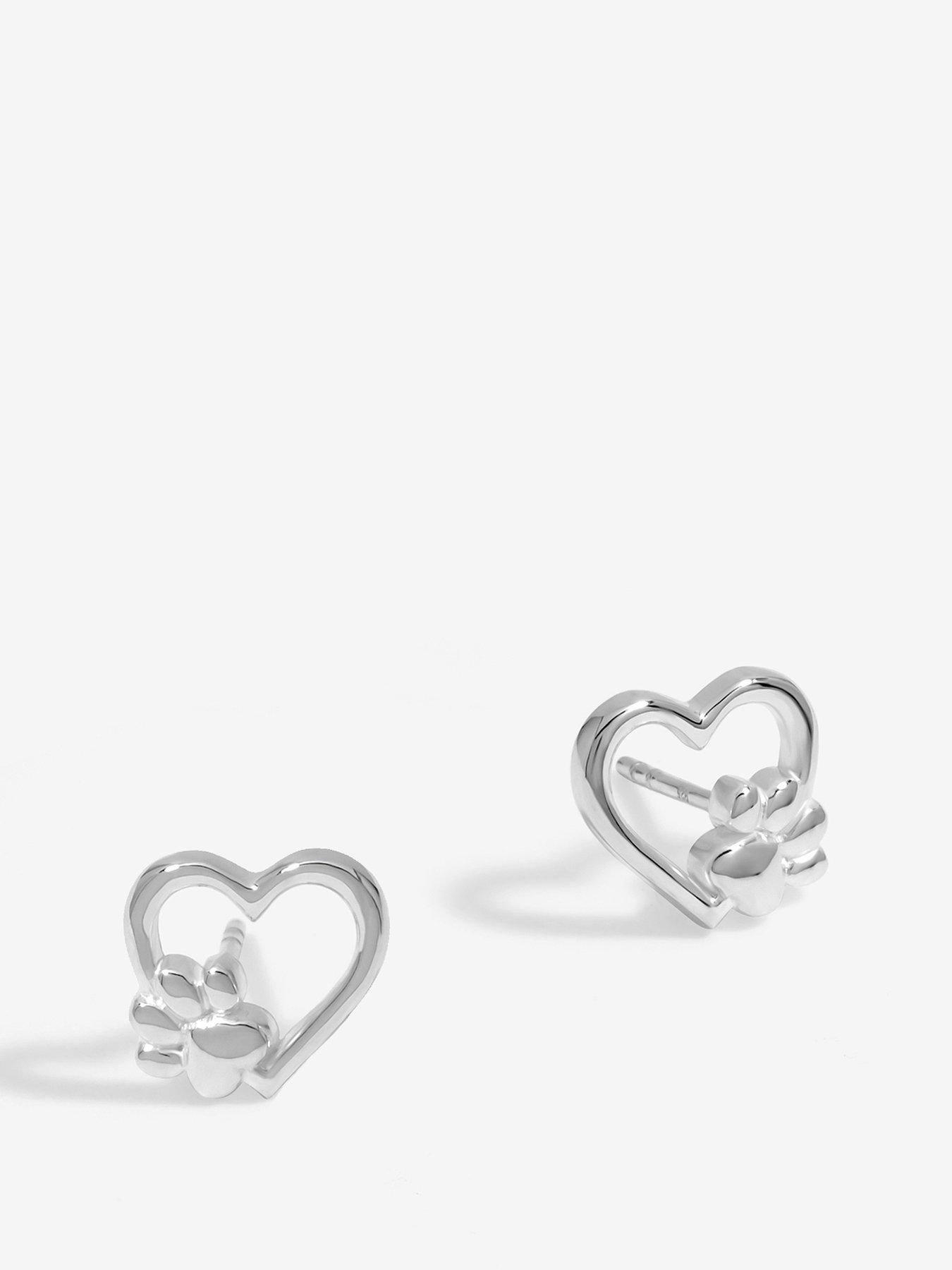 Product photograph of Simply Silver Sterling Silver 925 Open Heart Polished Paw Earrings from very.co.uk