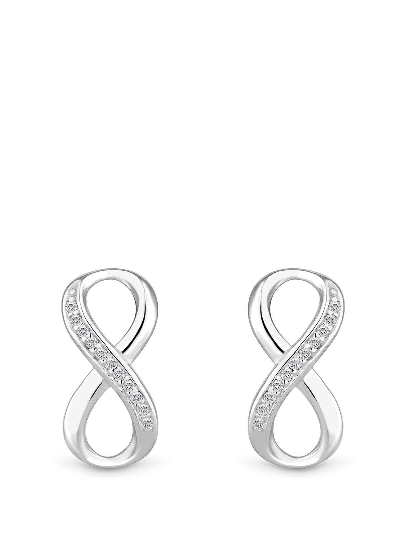 Product photograph of Simply Silver Sterling Silver 925 Polished And Cubic Zirconia Infinity Stud Earrings from very.co.uk