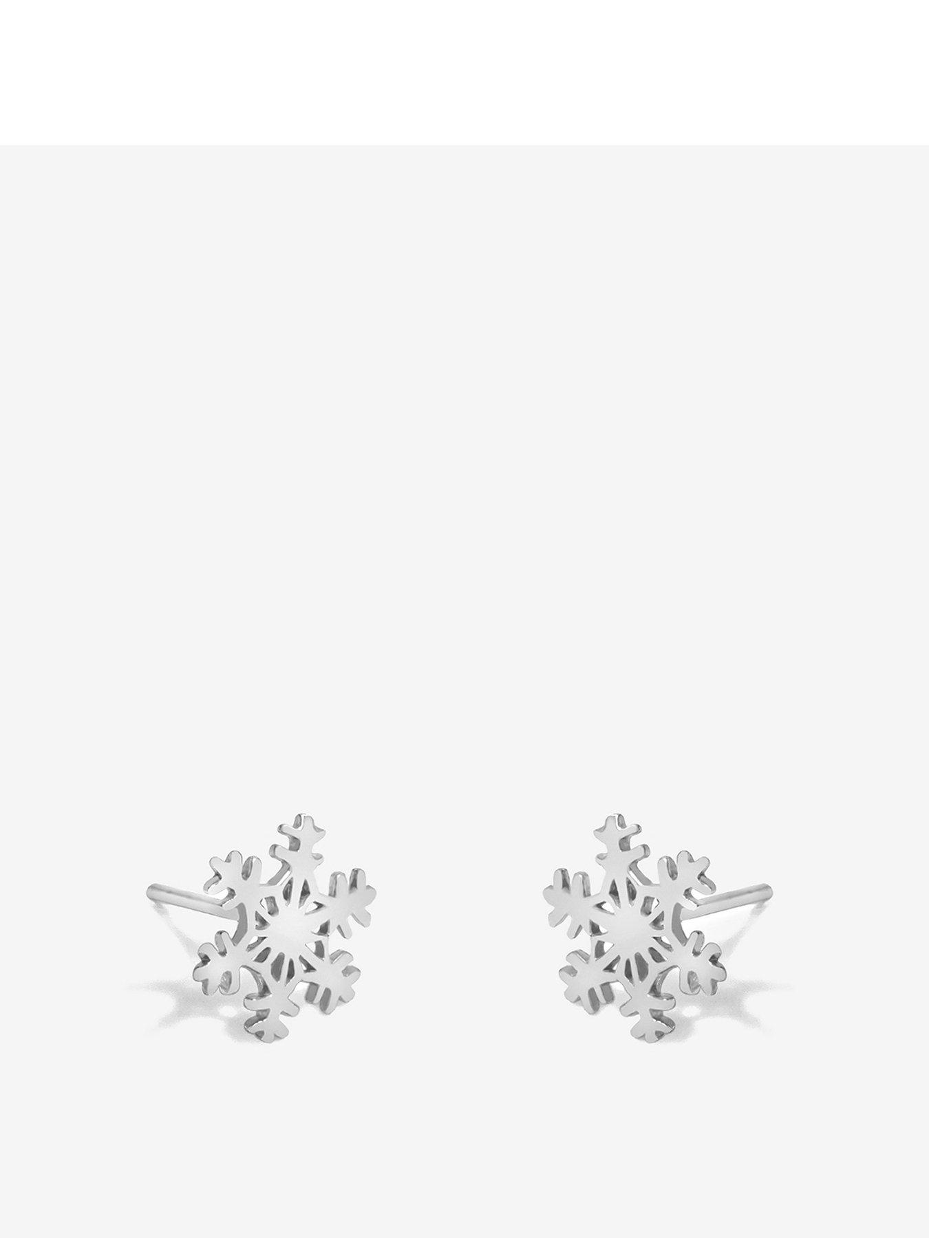 Product photograph of Simply Silver Sterling Silver 925 Polished Snowflake Earrings from very.co.uk