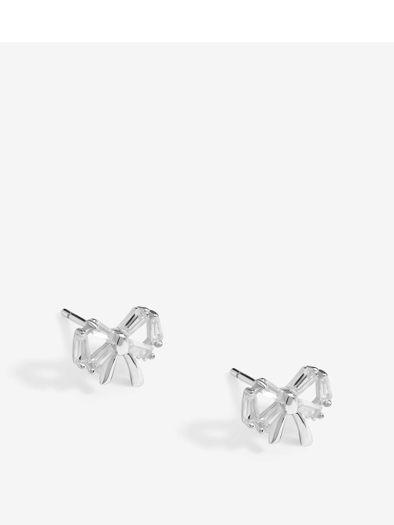 Product photograph of Simply Silver Sterling Silver 925 Cubic Zirconia Bow Stud Earrings from very.co.uk