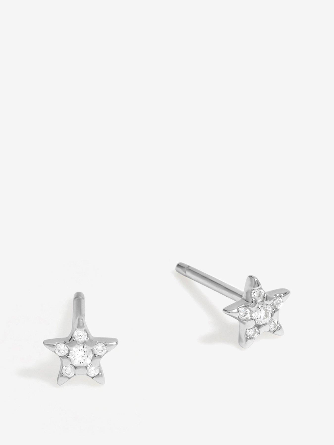 Product photograph of Simply Silver Sterling Silver 925 Cubic Zirconia Star Stud Earrings from very.co.uk