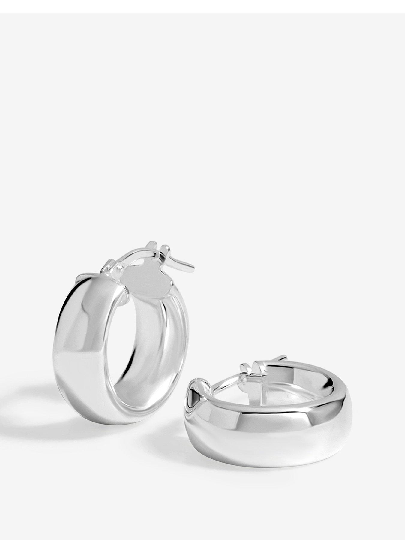 undefined Sterling Silver 925 Polished Chubby Mini Hoop Earrings