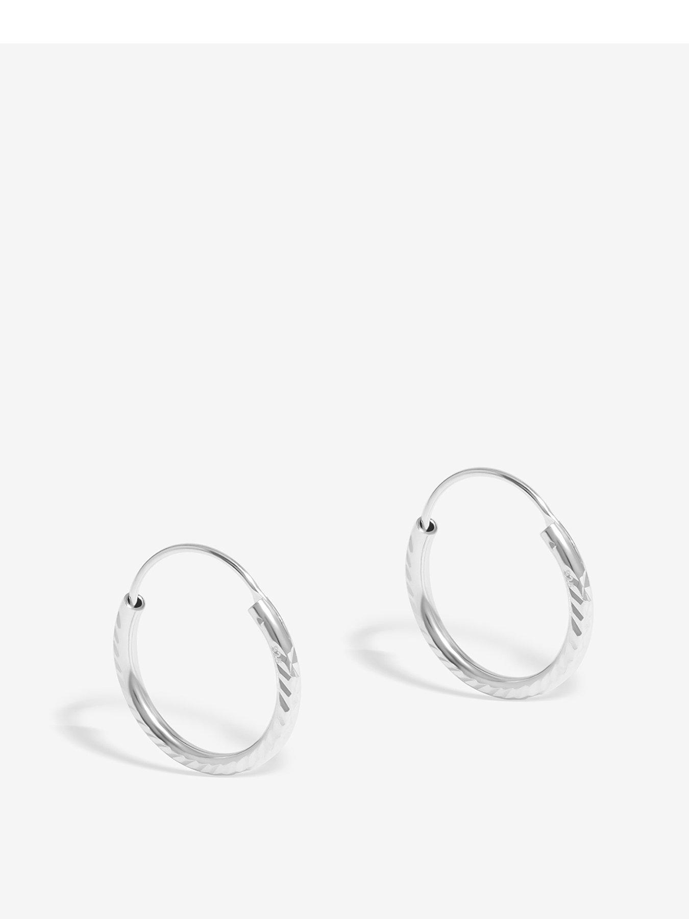 Product photograph of Simply Silver Sterling Silver 925 Polished Textured Hoop Earrings from very.co.uk