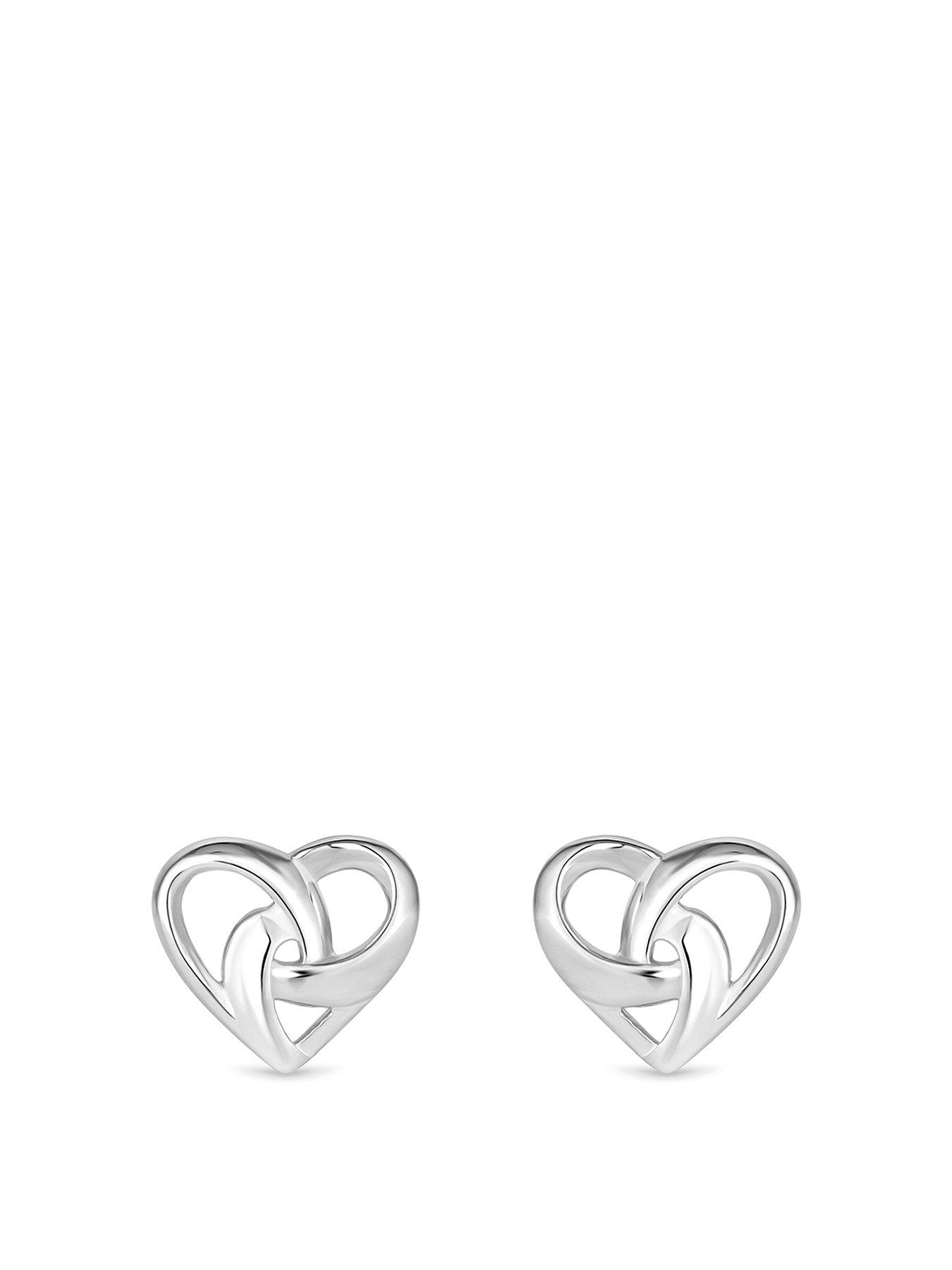 Product photograph of Simply Silver Sterling Silver 925 Knotted Heart Stud Earrings from very.co.uk