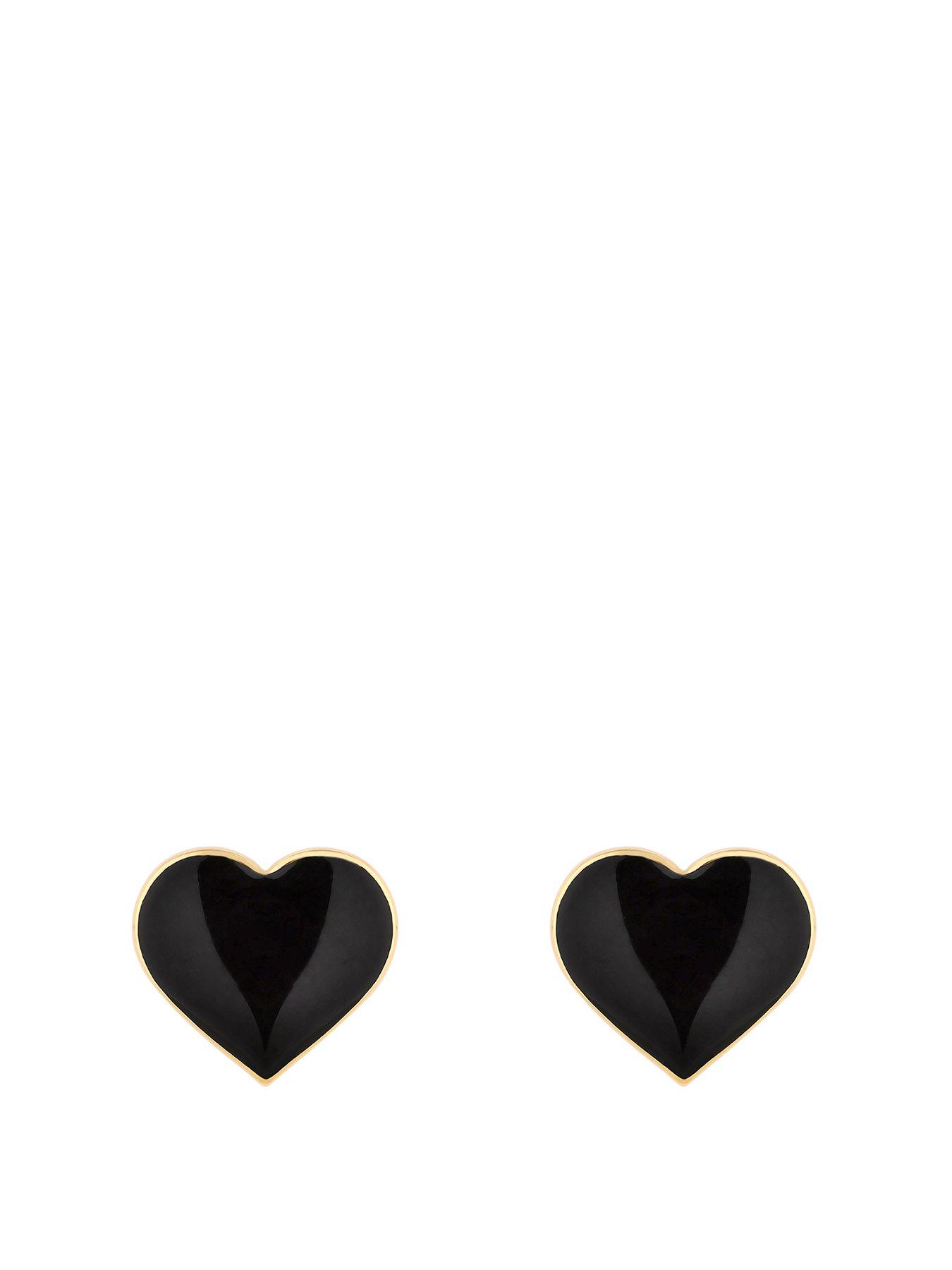 Product photograph of Jon Richard Gold Plated And Enamel Heart Stud Earrings from very.co.uk