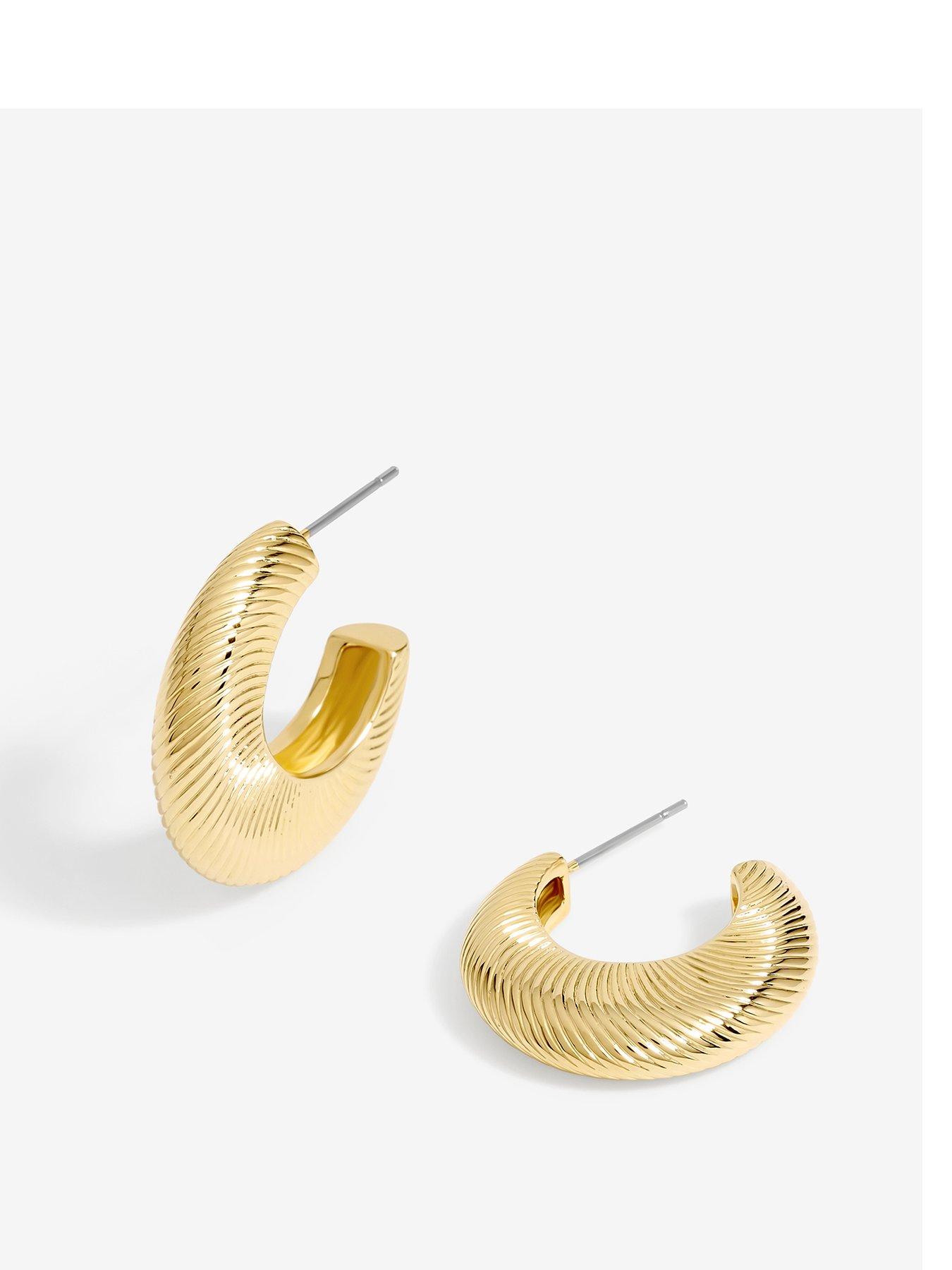 Product photograph of Jon Richard Gold Plated Diamond Cut Hoop Earrings from very.co.uk