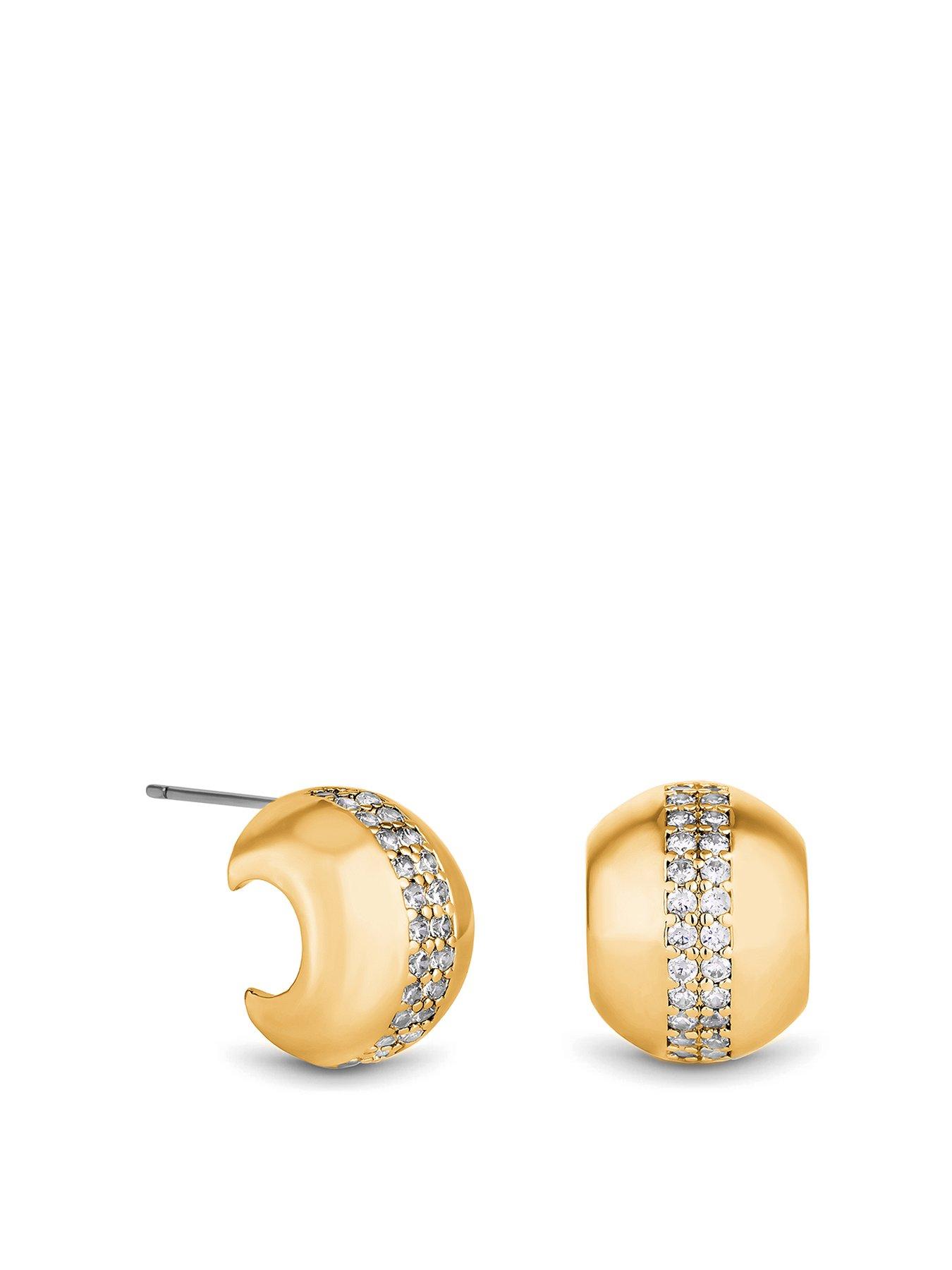 Product photograph of Jon Richard Gold Polished Crystal Dome Stud Earrings from very.co.uk