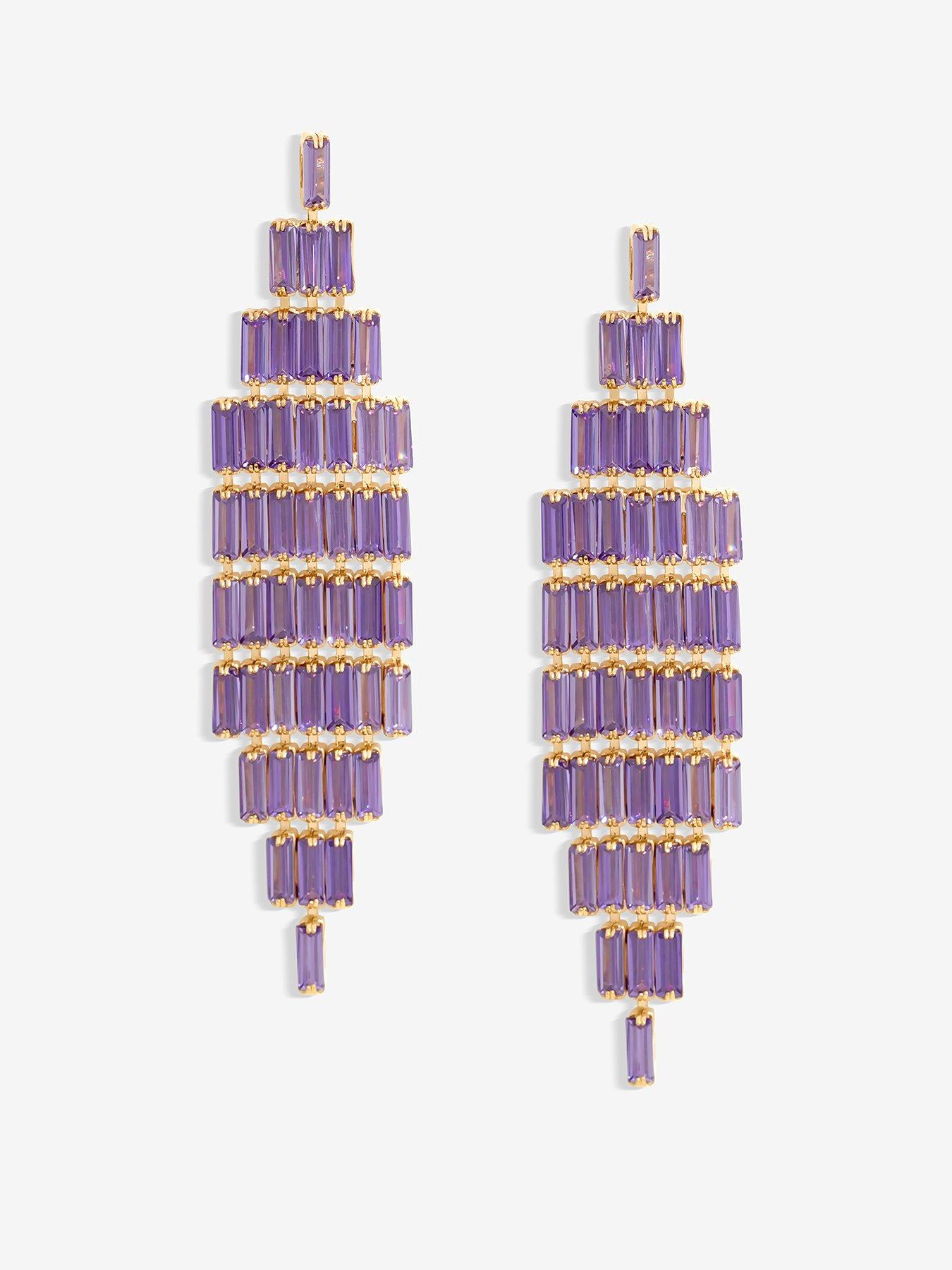 Product photograph of Jon Richard Amethyst Statement Earrings from very.co.uk