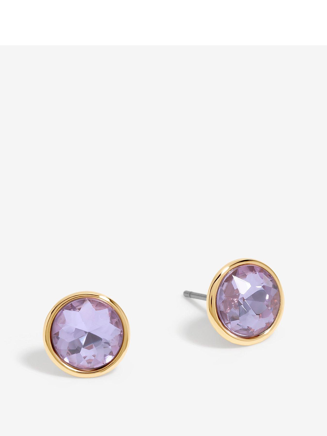 Product photograph of Jon Richard Gold Plated And Amethyst Stud Earrings from very.co.uk