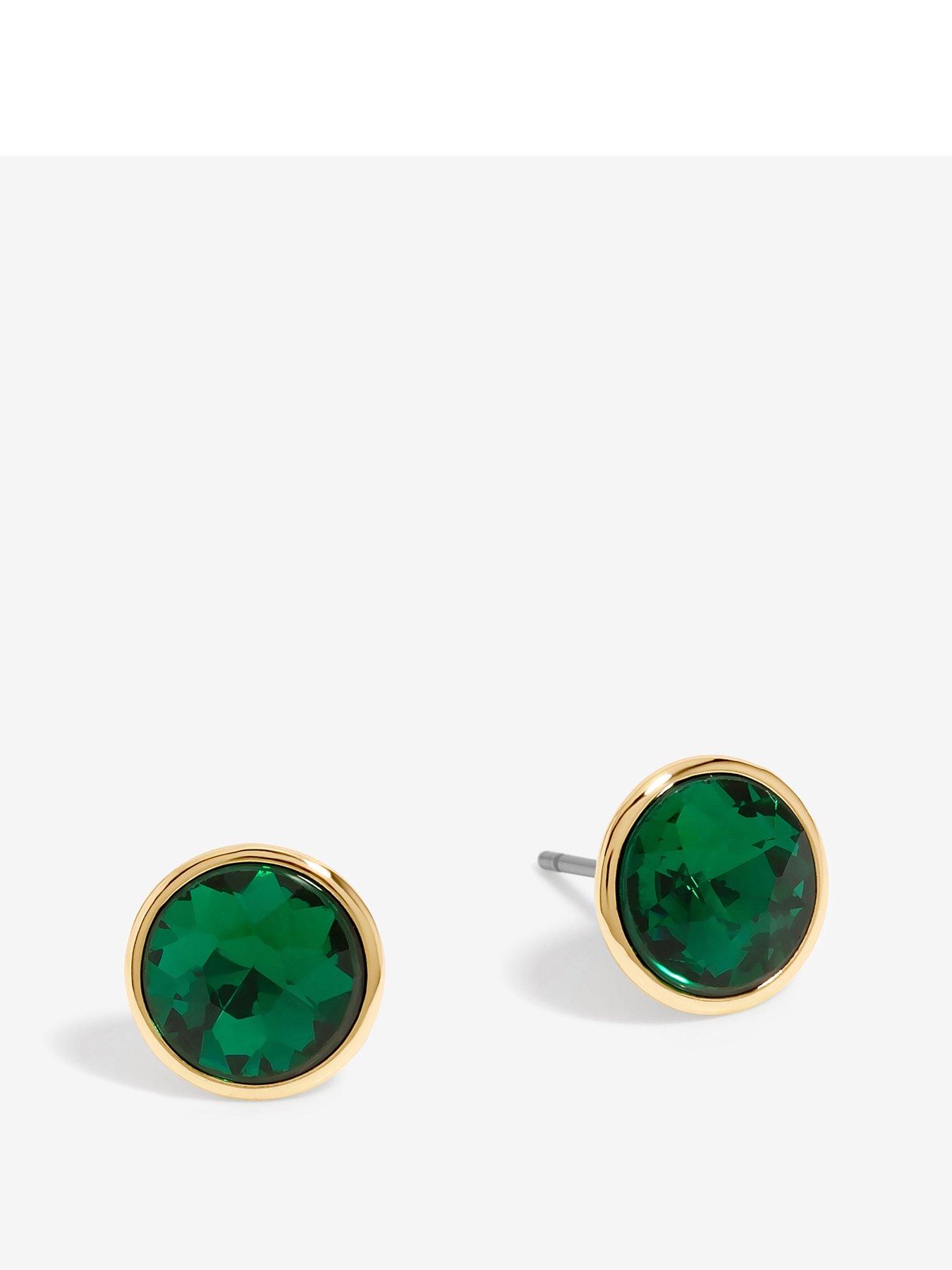 Product photograph of Jon Richard Gold Plated And Emerald Stud Earrings from very.co.uk