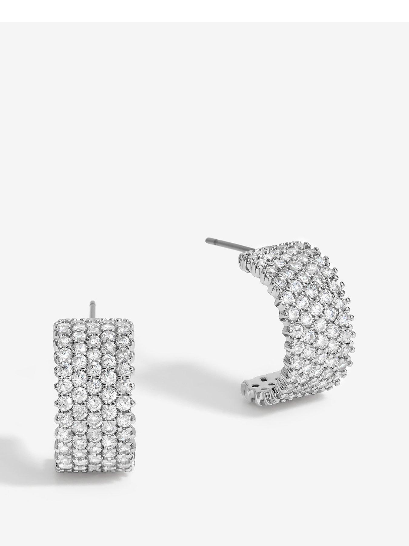 Product photograph of Jon Richard Crystal Pave Hoop Earrings from very.co.uk