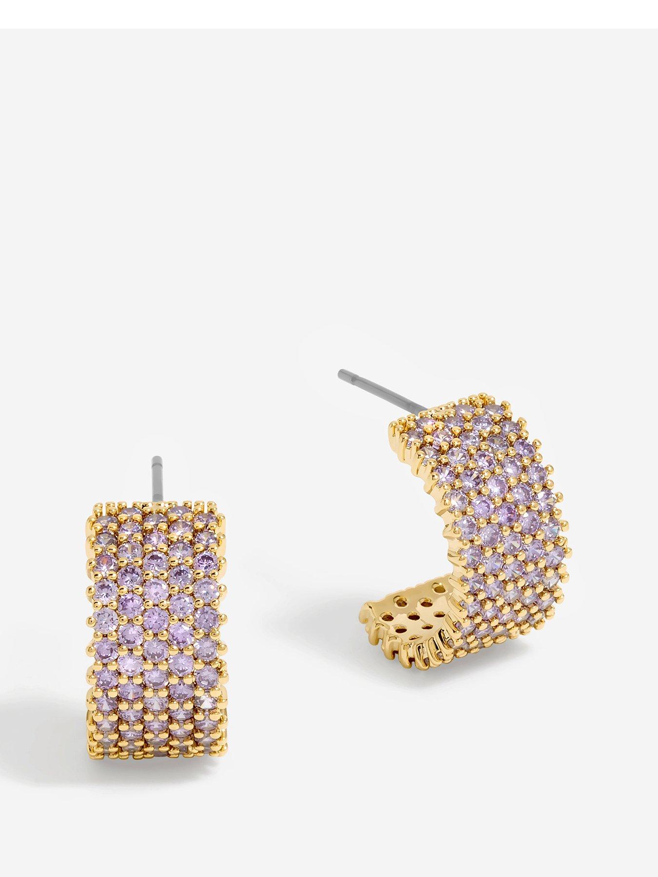 undefined Amethyst Pave Hoop Earrings
