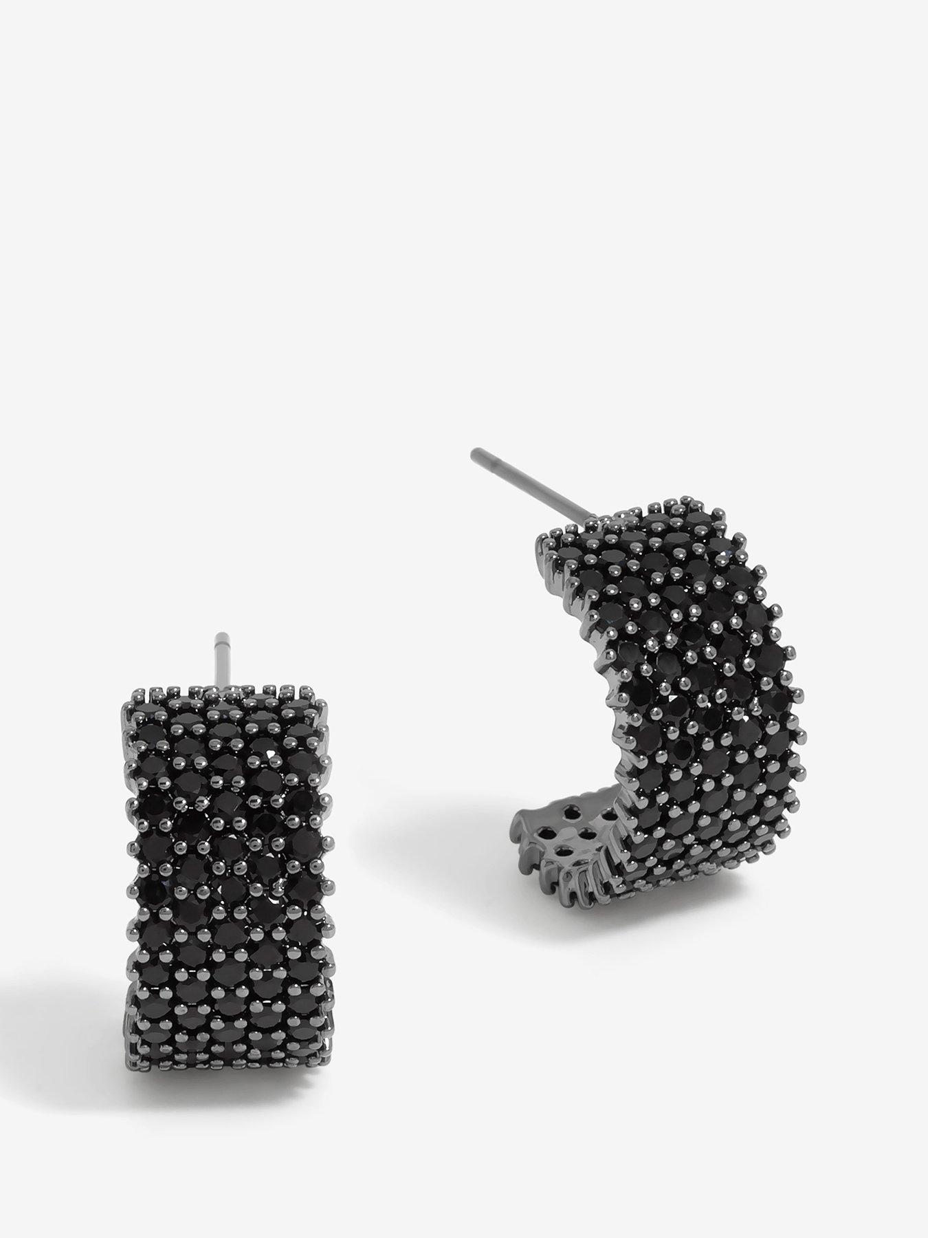 undefined Jet Pave Hoop Earrings